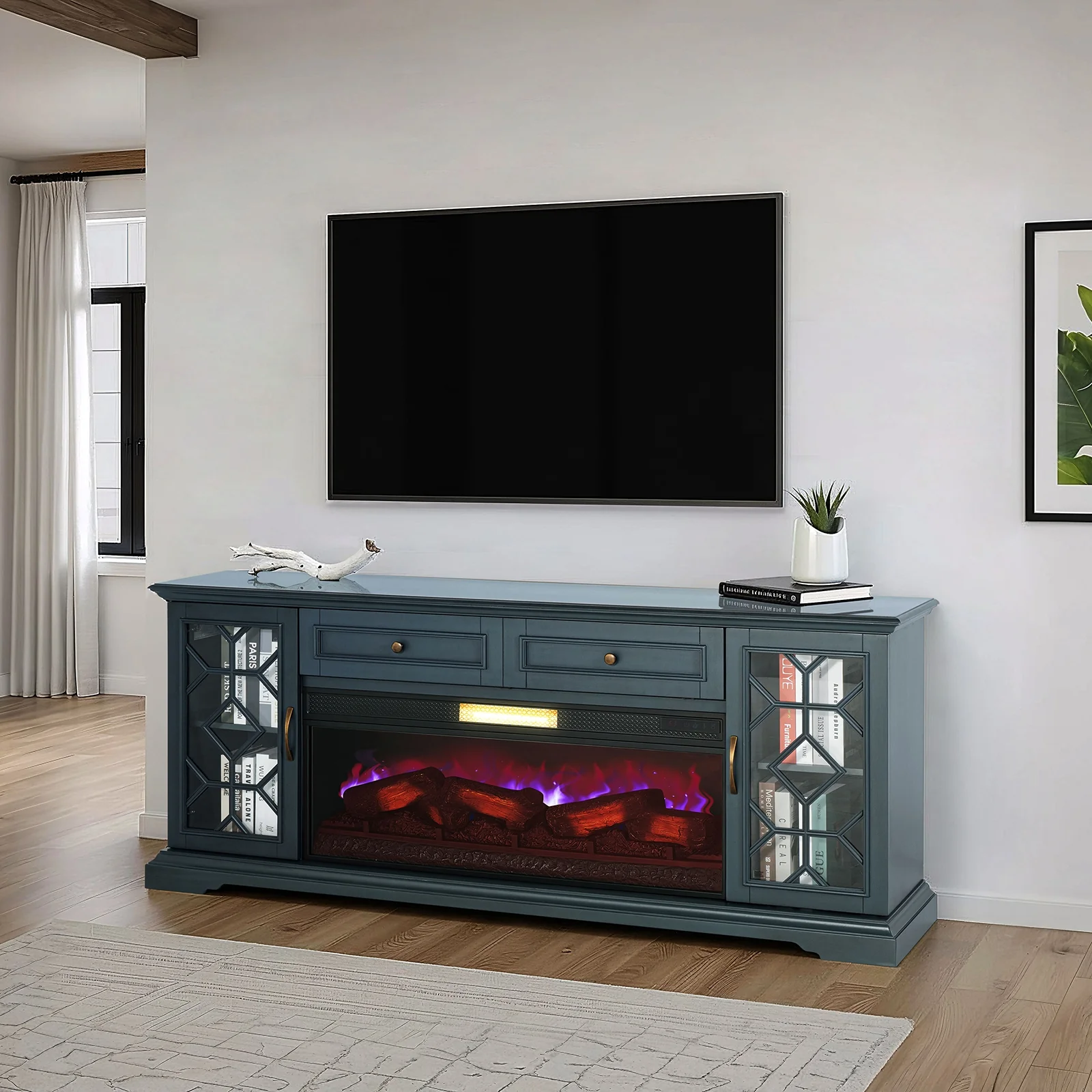 Fidel 74'' TV Console w/ Electric Fireplace