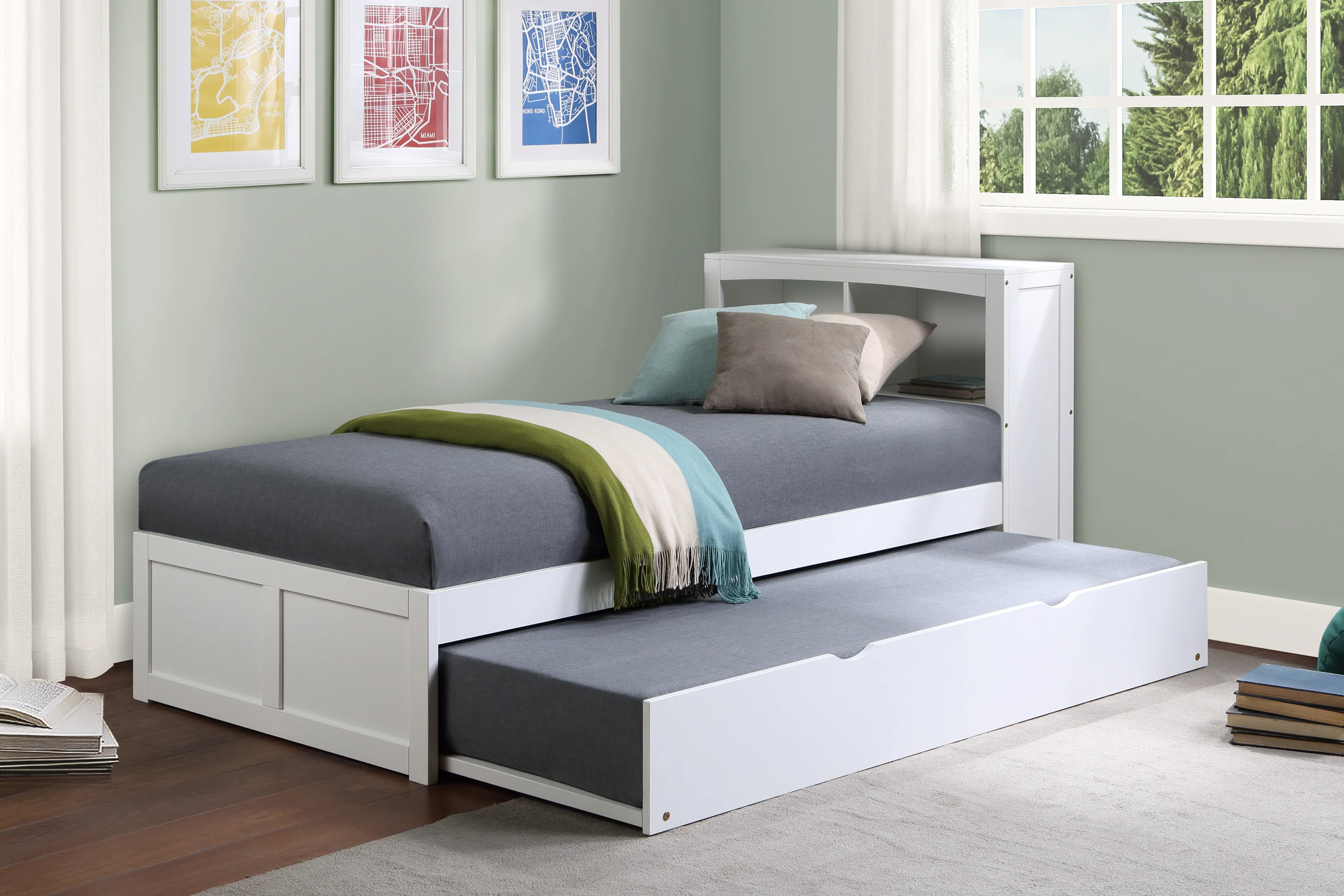Galen Twin Bookcase Platform Bed With Twin Trundle - Image 4