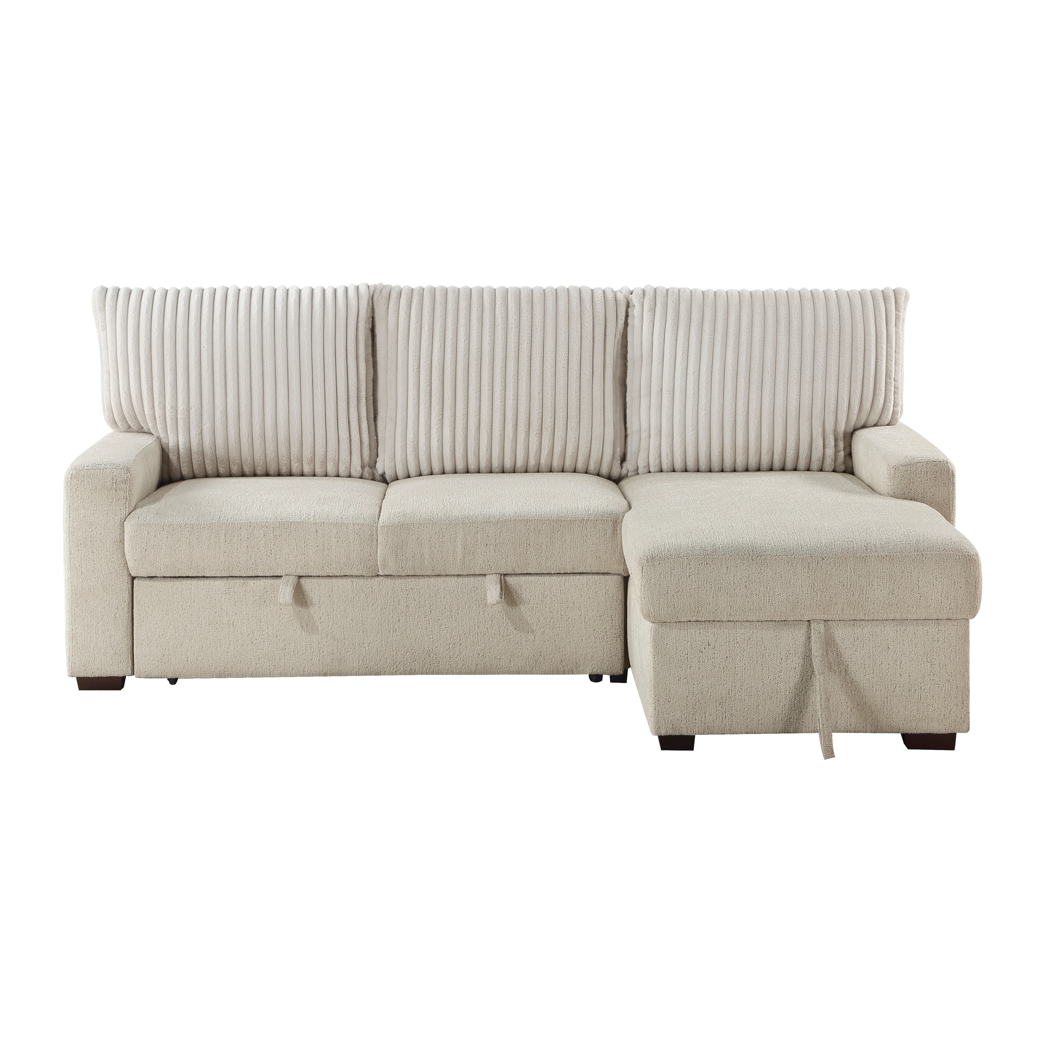 Gallatin 2-piece Sectional With Right Chaise And Drop-down Cup Holders, Storage Pouch, Pull-out Bed And Hidden Storage