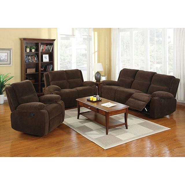 Haven Dark Brown Love Seat w/ 2 Recliners - Image 3