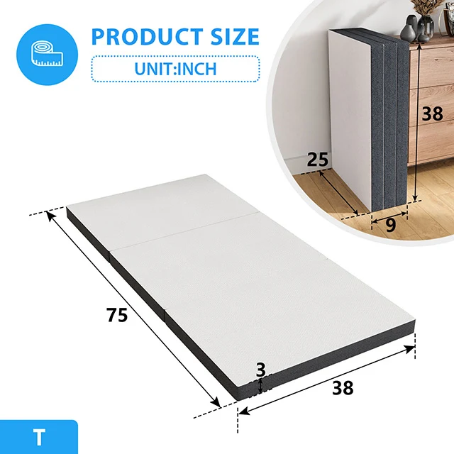 Hollyhock 3" Twin Tri-Fold Memory Foam Topper - Image 8