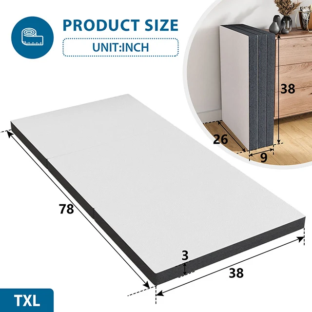 Hollyhock 3" Twin XL Tri-Fold Memory Foam Topper - Image 8