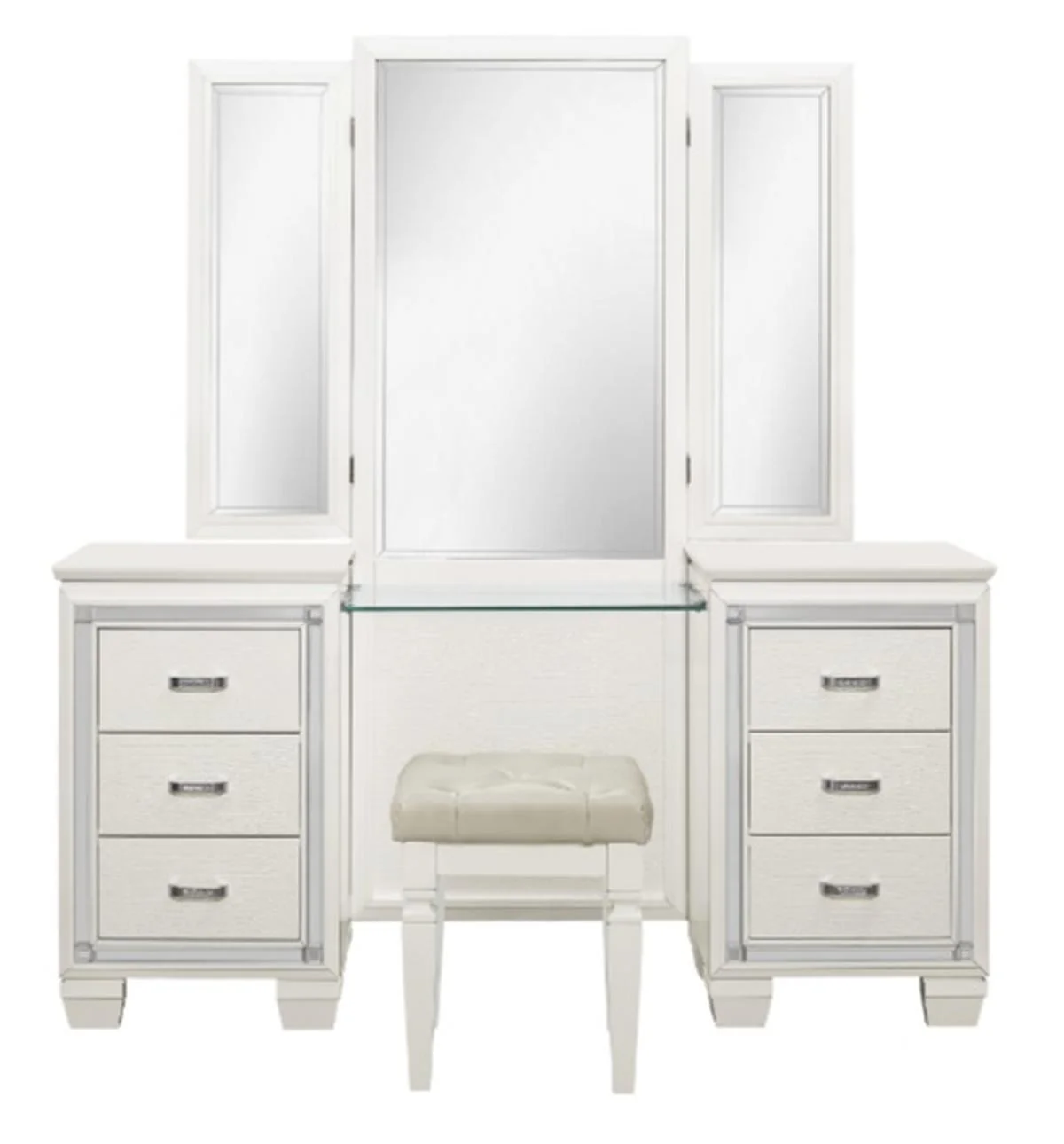 Allura Vanity Stool in White 1916W-14 - Image 2