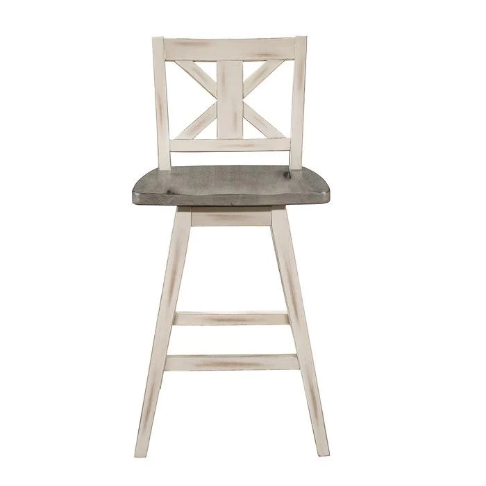Amsonia Swivel Counter Height Chair in Gray and White (Set of 2)