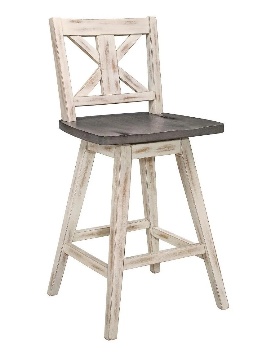 Amsonia Swivel Counter Height Chair in Gray and White (Set of 2) - Image 2