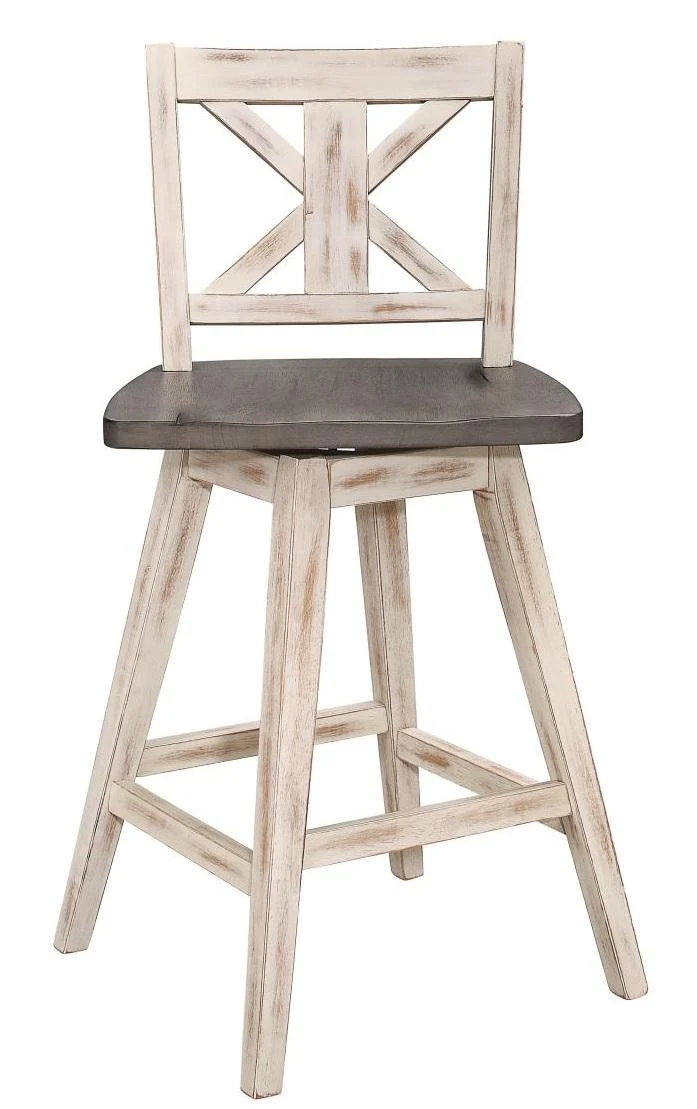 Amsonia Swivel Counter Height Chair in Gray and White (Set of 2) - Image 3