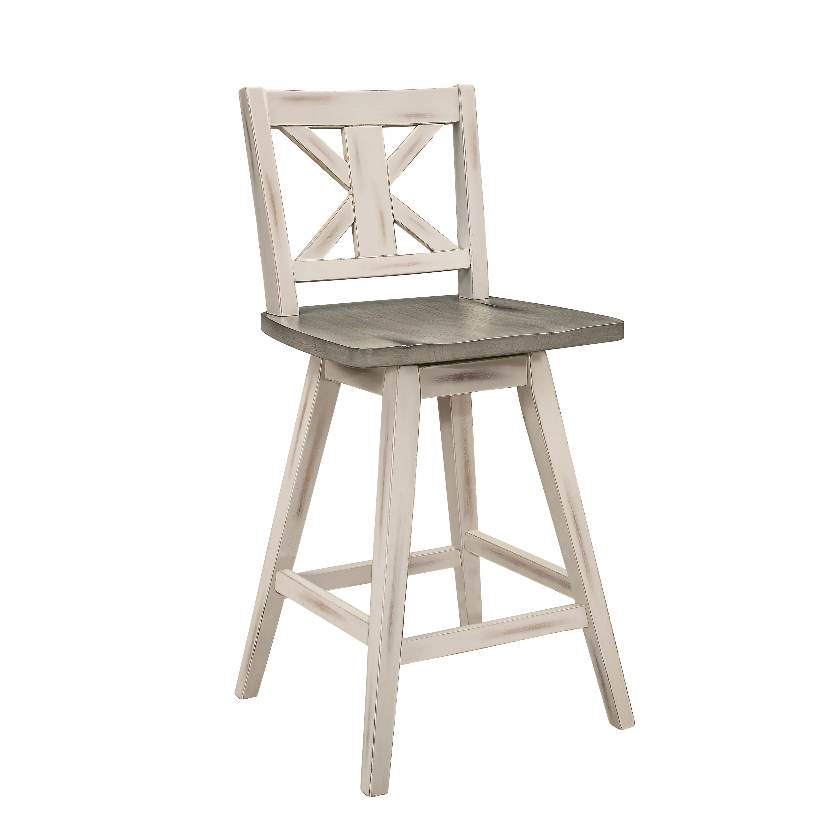 Amsonia Swivel Counter Height Chair in Gray and White (Set of 2) - Image 7