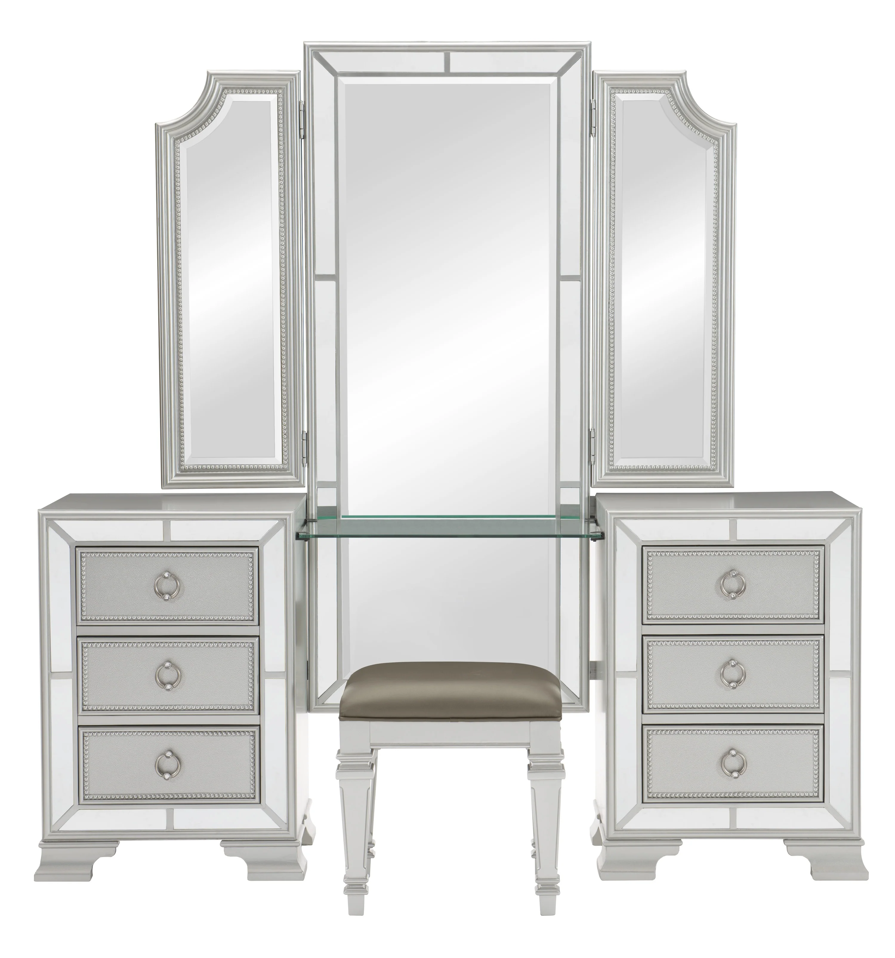 Avondale Vanity Stool in Silver 1646-14 - Image 6