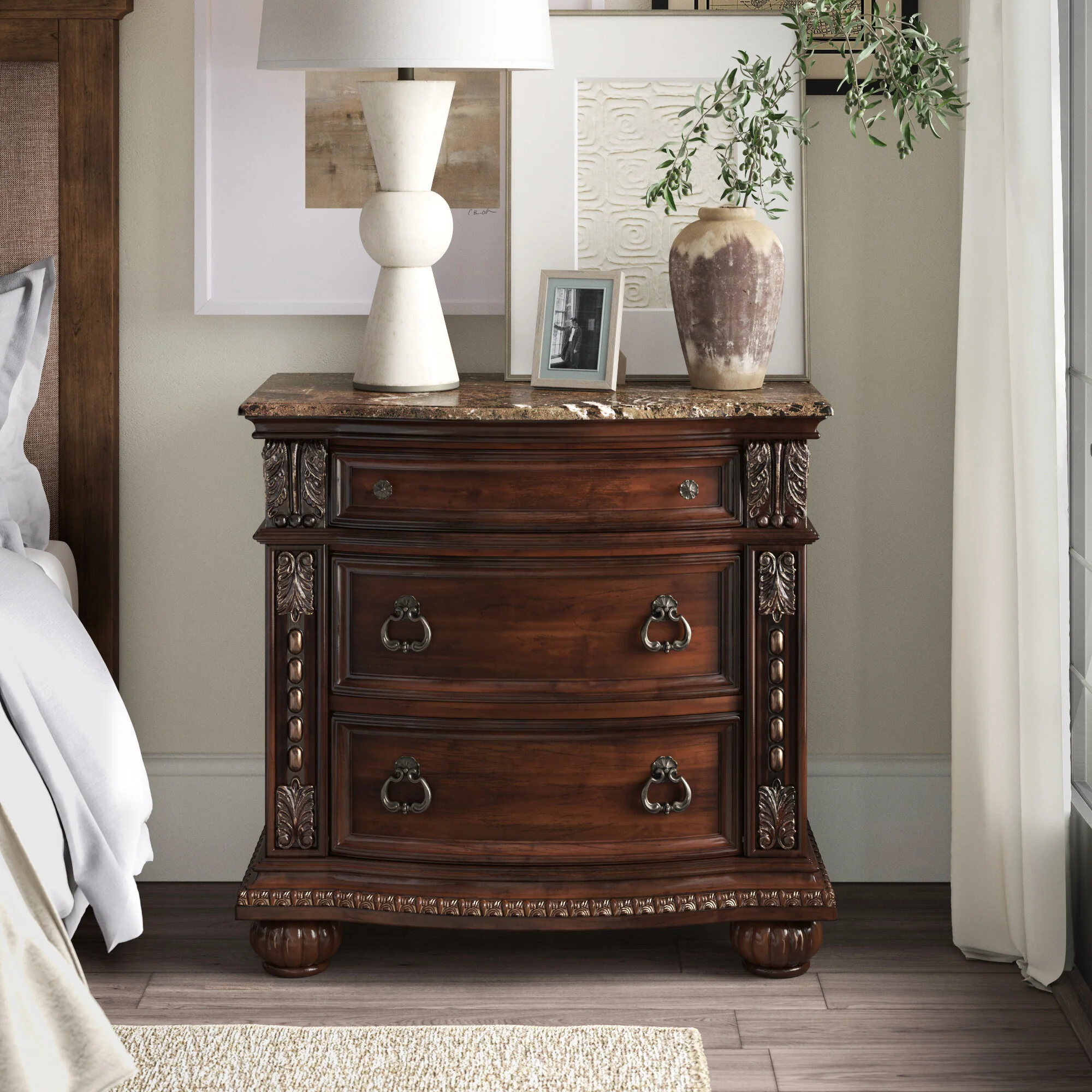 Cavalier Nightstand in Dark Cherry 1757-4 - Image 6