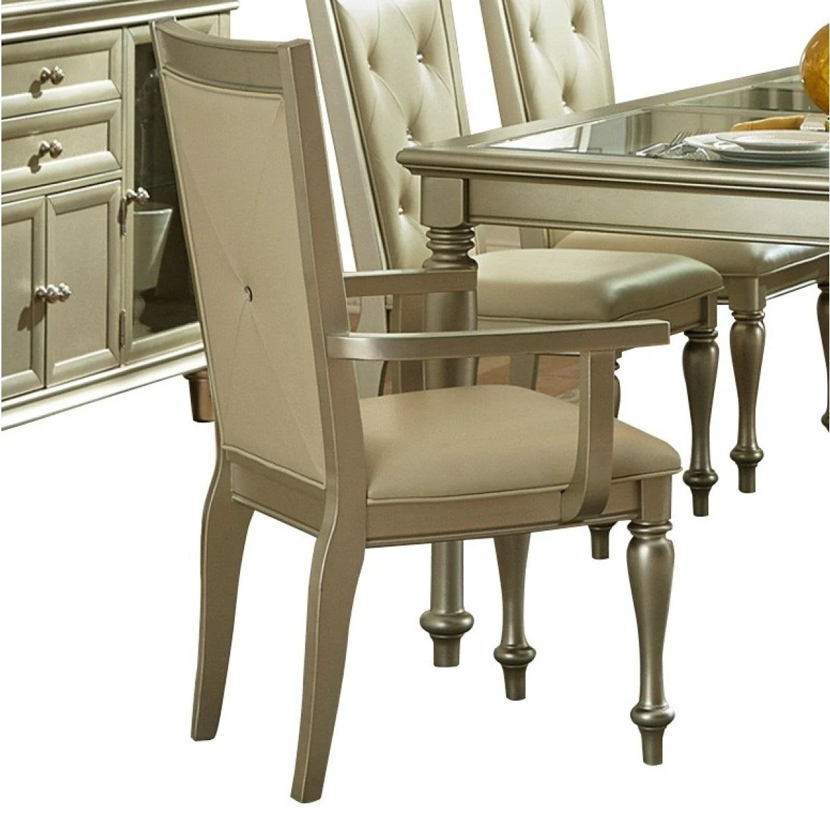 Celandine Arm Chair in Silver (Set of 2) - Image 2