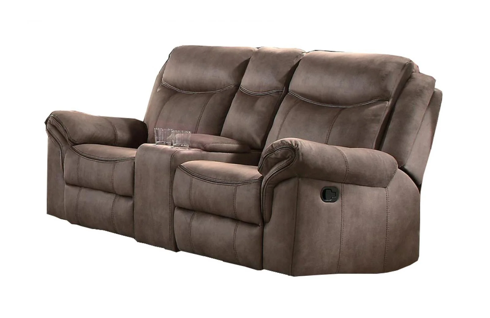 Aram Double Glider Reclining Loveseat in Dark Brown 8206NF-2 - Image 2