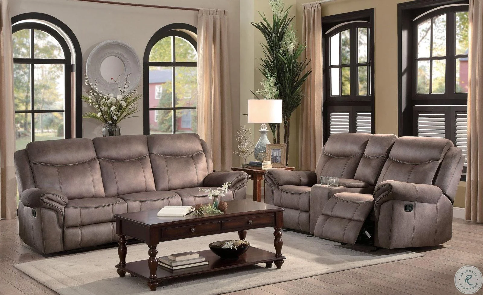 Aram Double Glider Reclining Sofa in Dark Brown 8206NF-3 - Image 4
