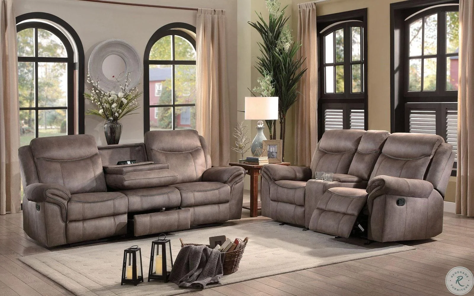 Aram Double Glider Reclining Sofa in Dark Brown 8206NF-3 - Image 5