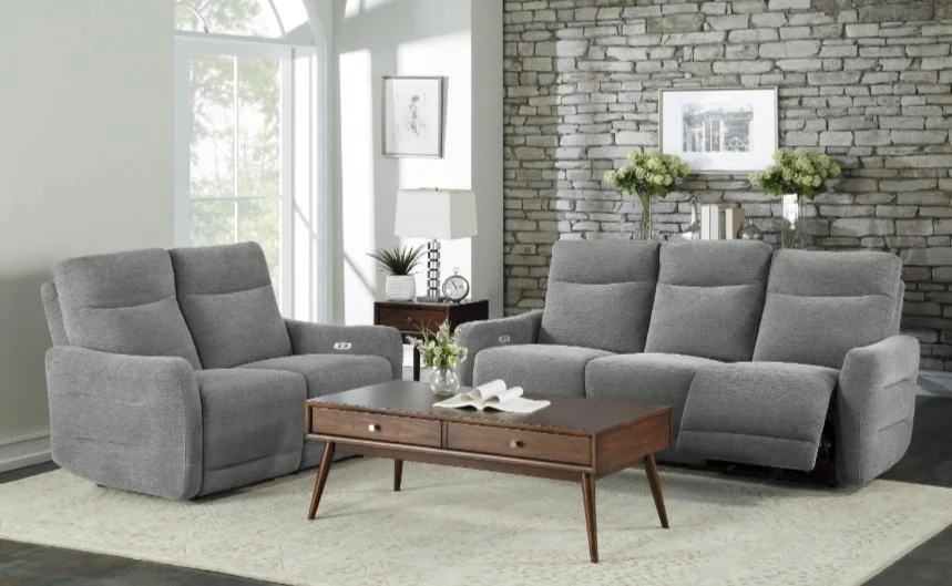 Edition Power Double Lay Flat Reclining Sofa in Dove Grey 9804DV-3PWH - Image 4
