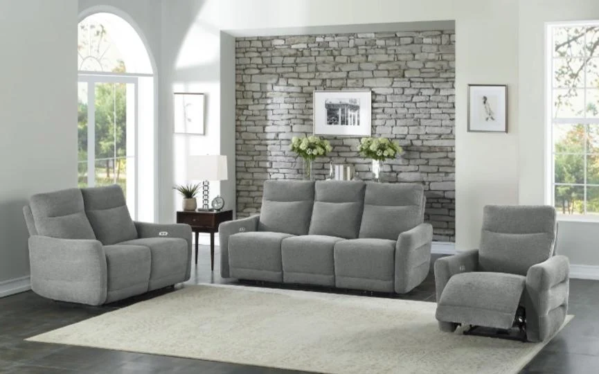 Edition Power Double Lay Flat Reclining Sofa in Dove Grey 9804DV-3PWH - Image 5
