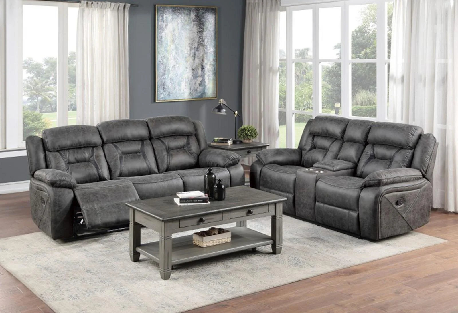 Madrona Hill Double Reclining Loveseat in Gray 9989GY-2 - Image 5