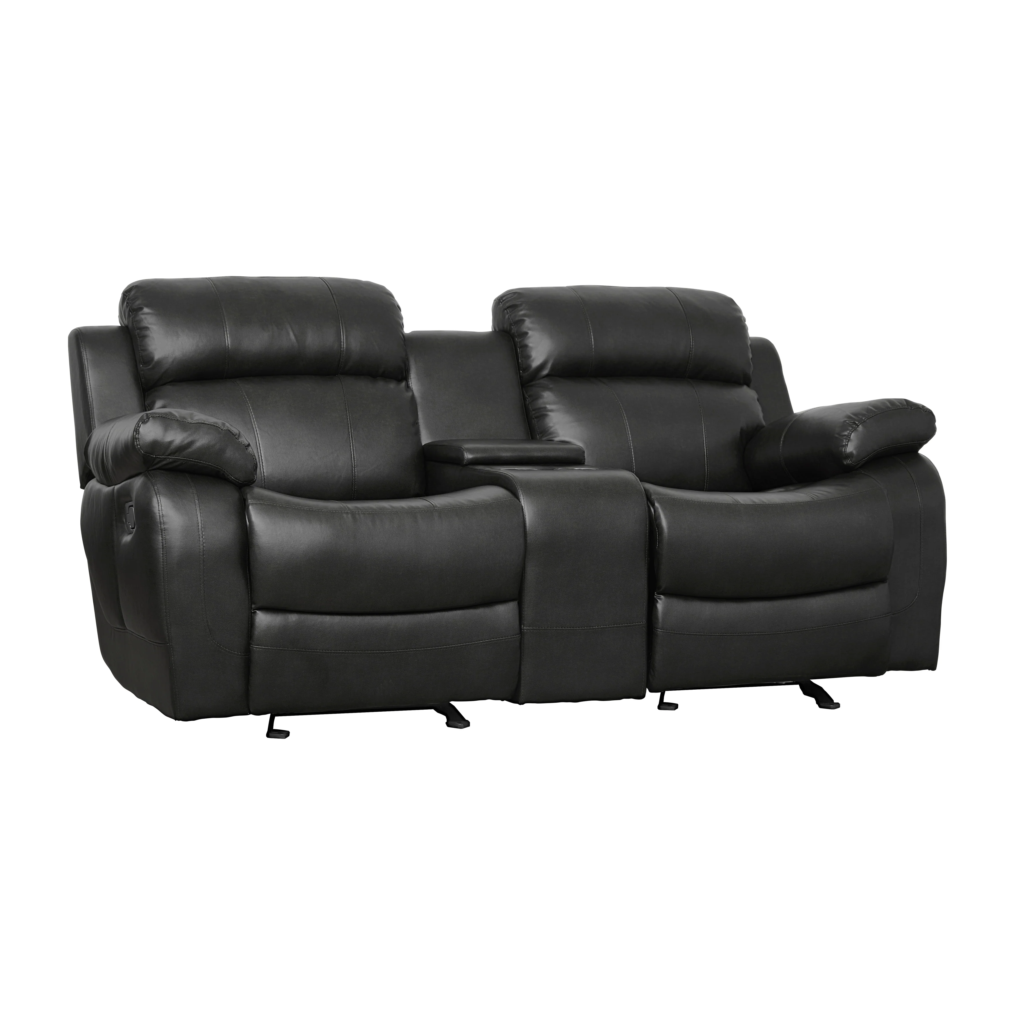 Marille Double Glider Reclining Loveseat with Center Console in Black - Image 2