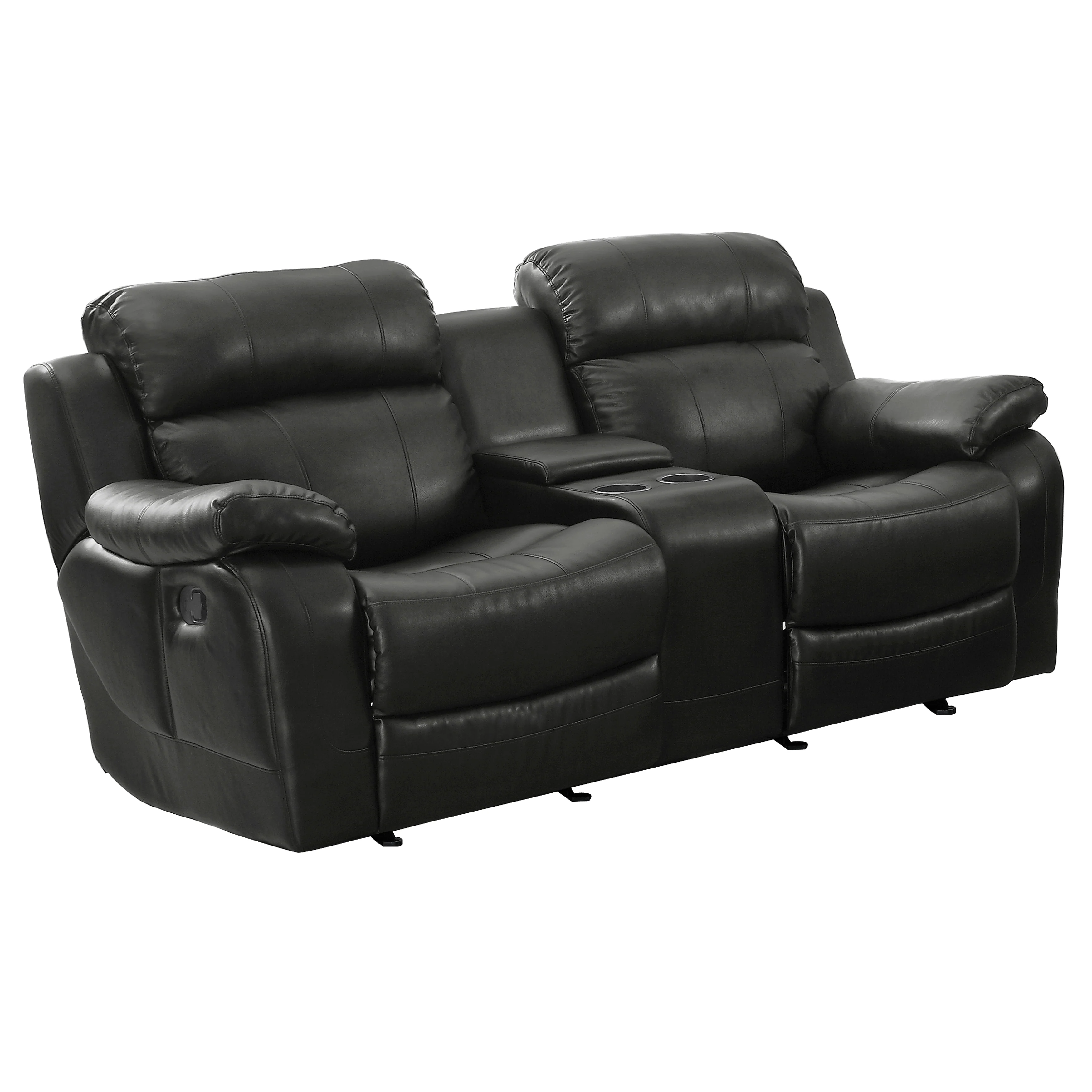 Marille Double Glider Reclining Loveseat with Center Console in Black - Image 3