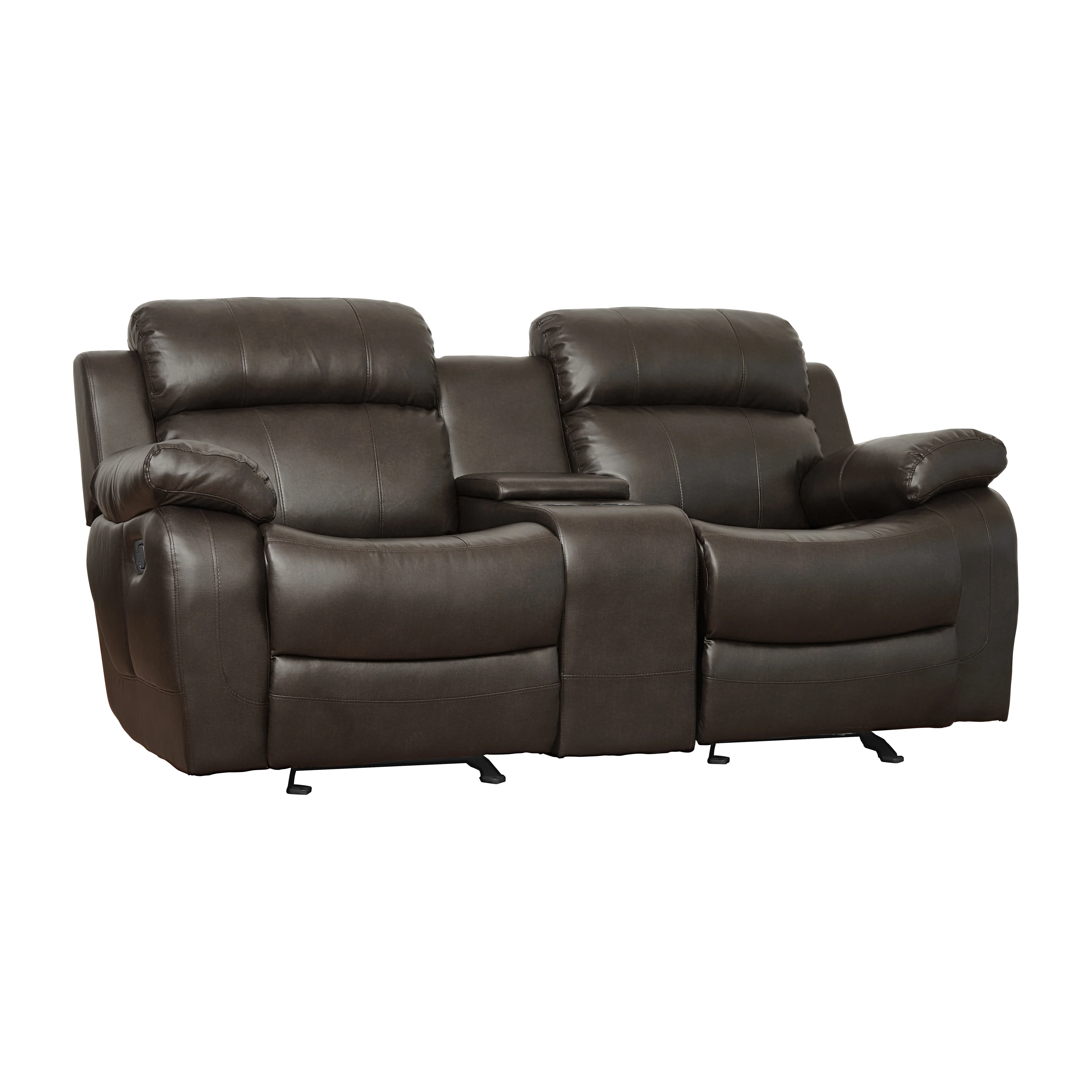 Marille Double Glider Reclining Loveseat with Center Console in Brown - Image 2