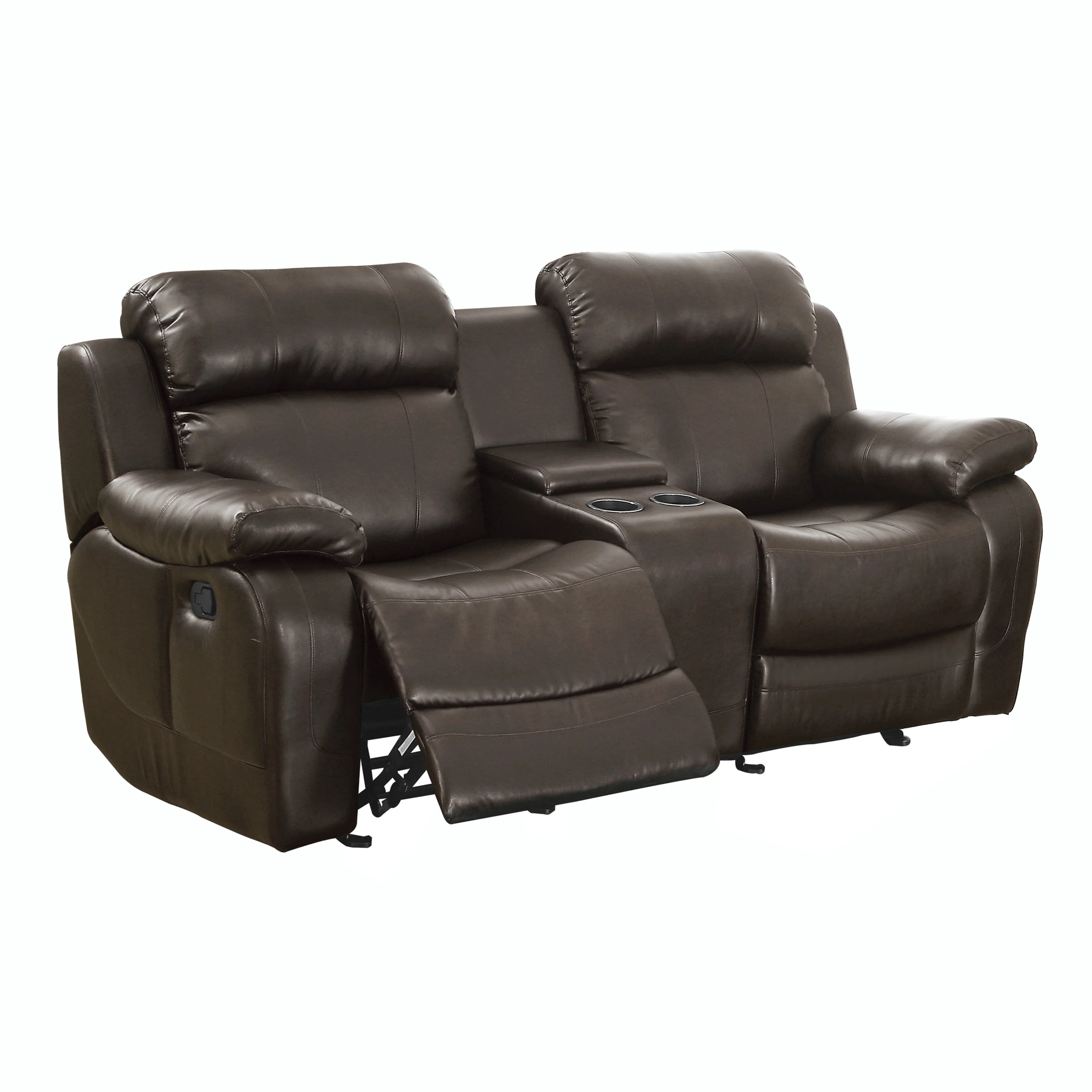 Marille Double Glider Reclining Loveseat with Center Console in Brown - Image 4