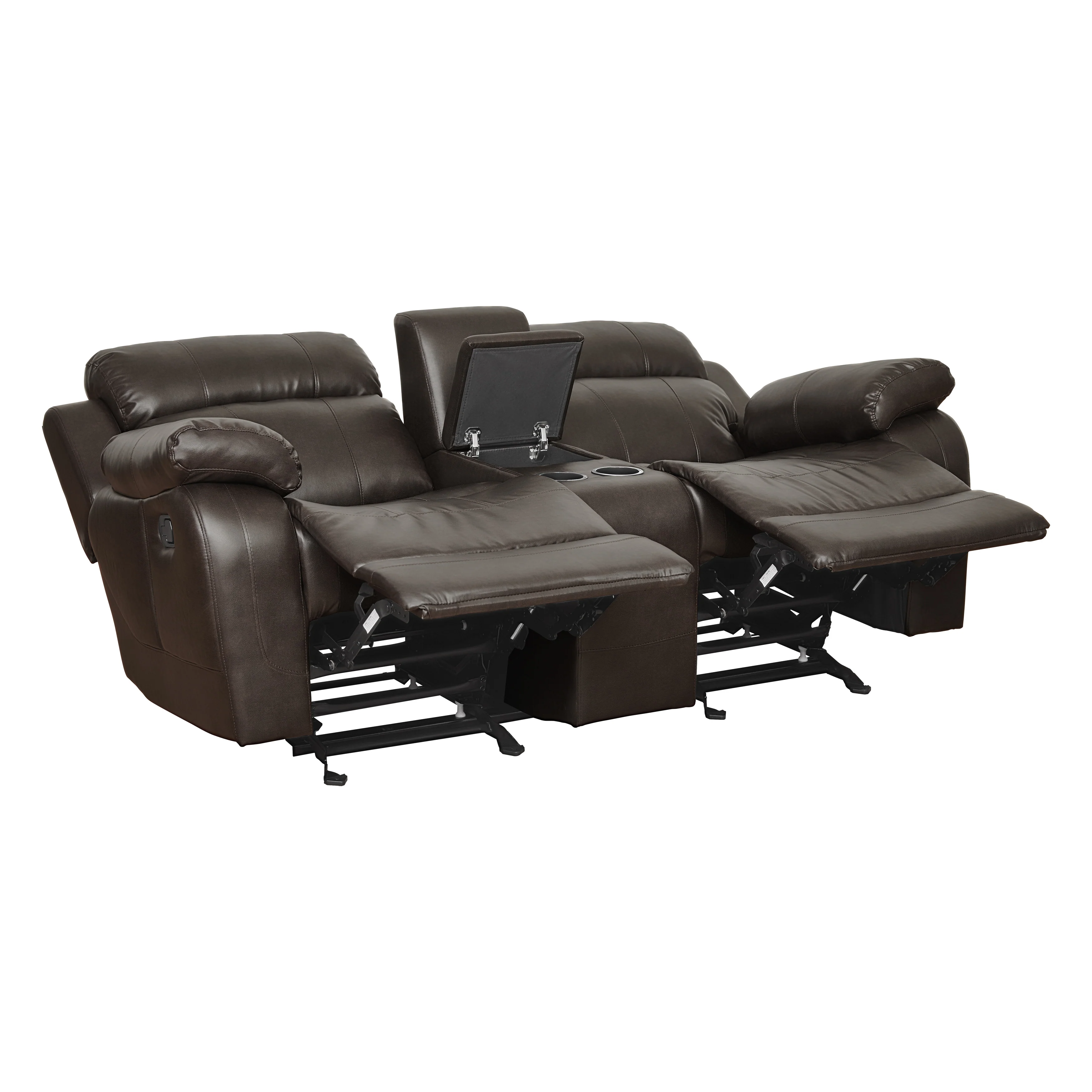 Marille Double Glider Reclining Loveseat with Center Console in Brown - Image 5