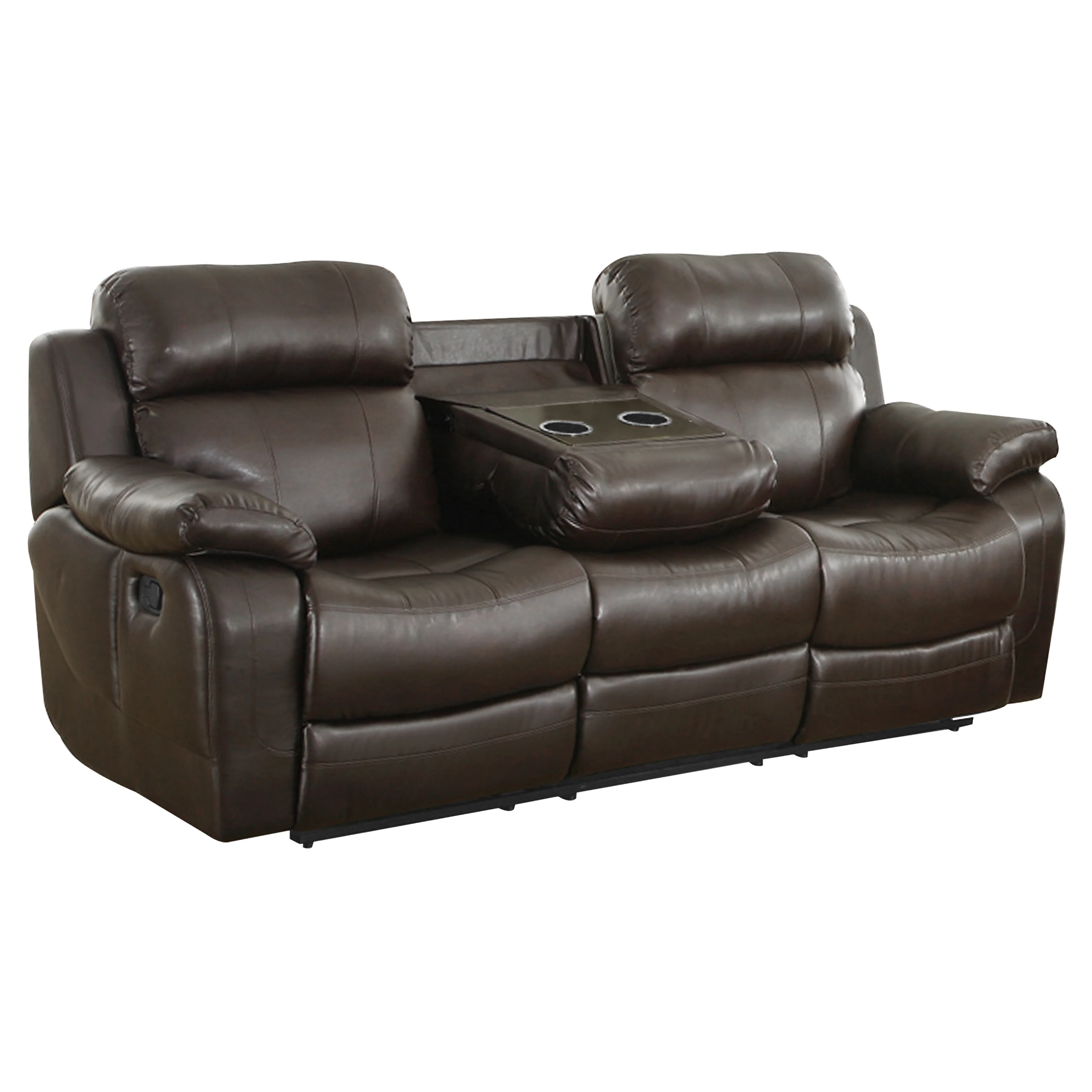 Marille Double Reclining Sofa in Brown - Image 4