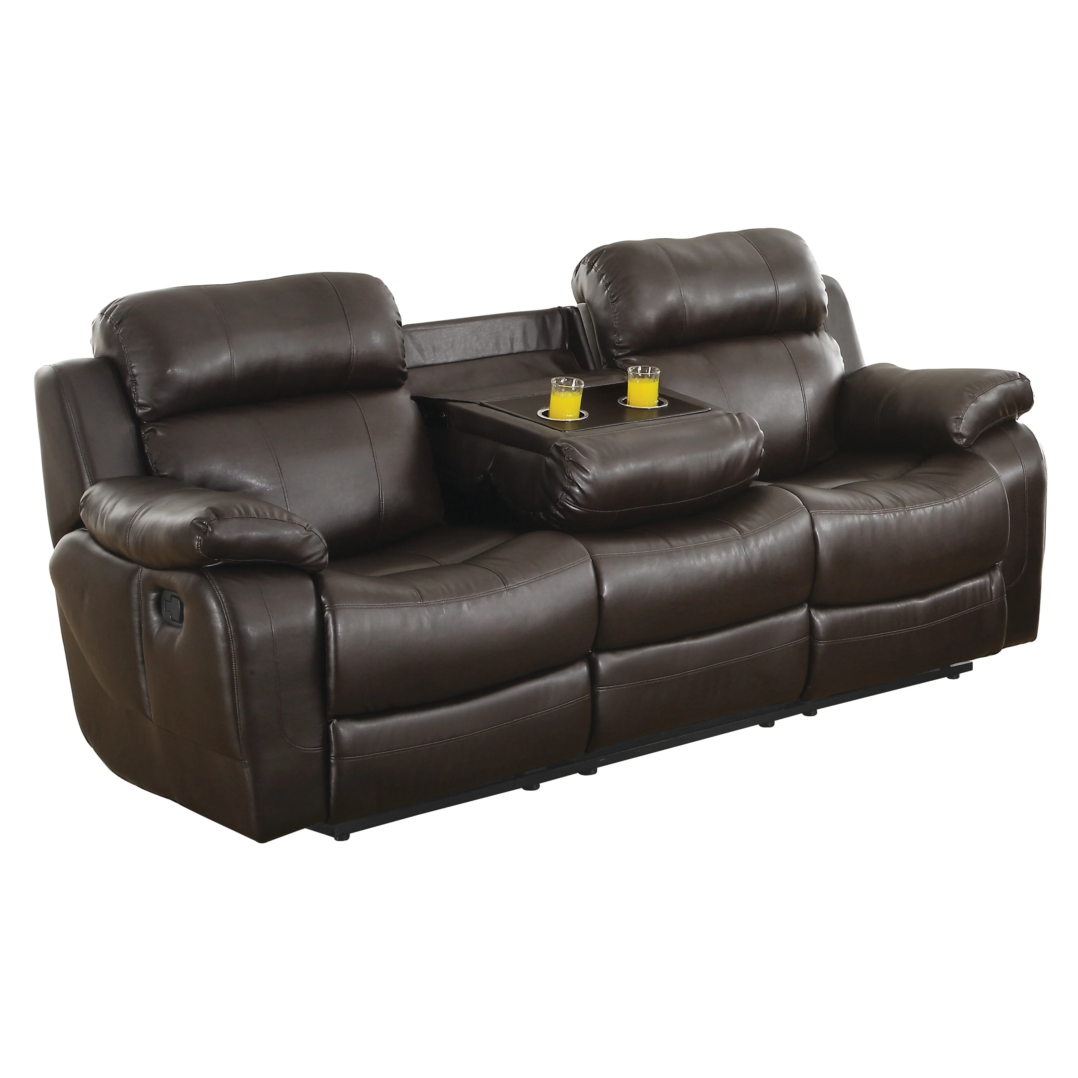 Marille Double Reclining Sofa in Brown - Image 5