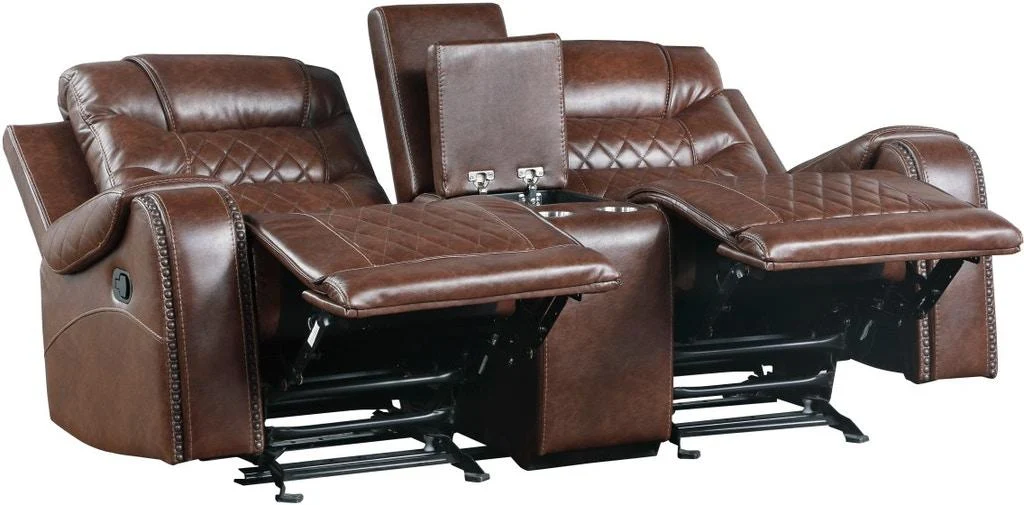 Putnam Double Glider Reclining Loveseat in Brown 9405BR-2 - Image 4