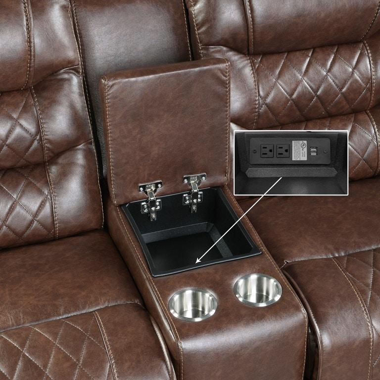 Putnam Double Glider Reclining Loveseat in Brown 9405BR-2 - Image 5