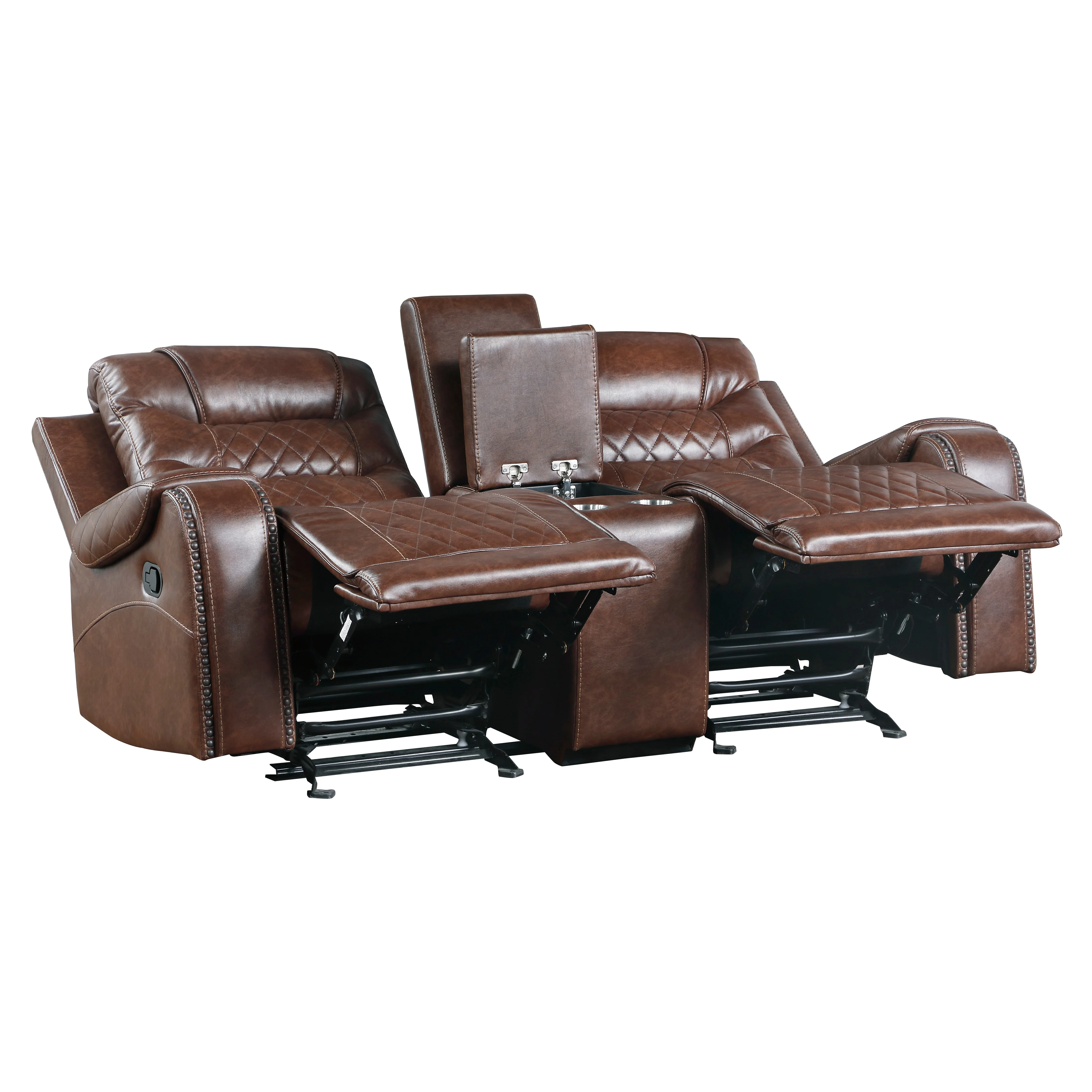 Putnam Double Glider Reclining Loveseat in Brown 9405BR-2 - Image 6
