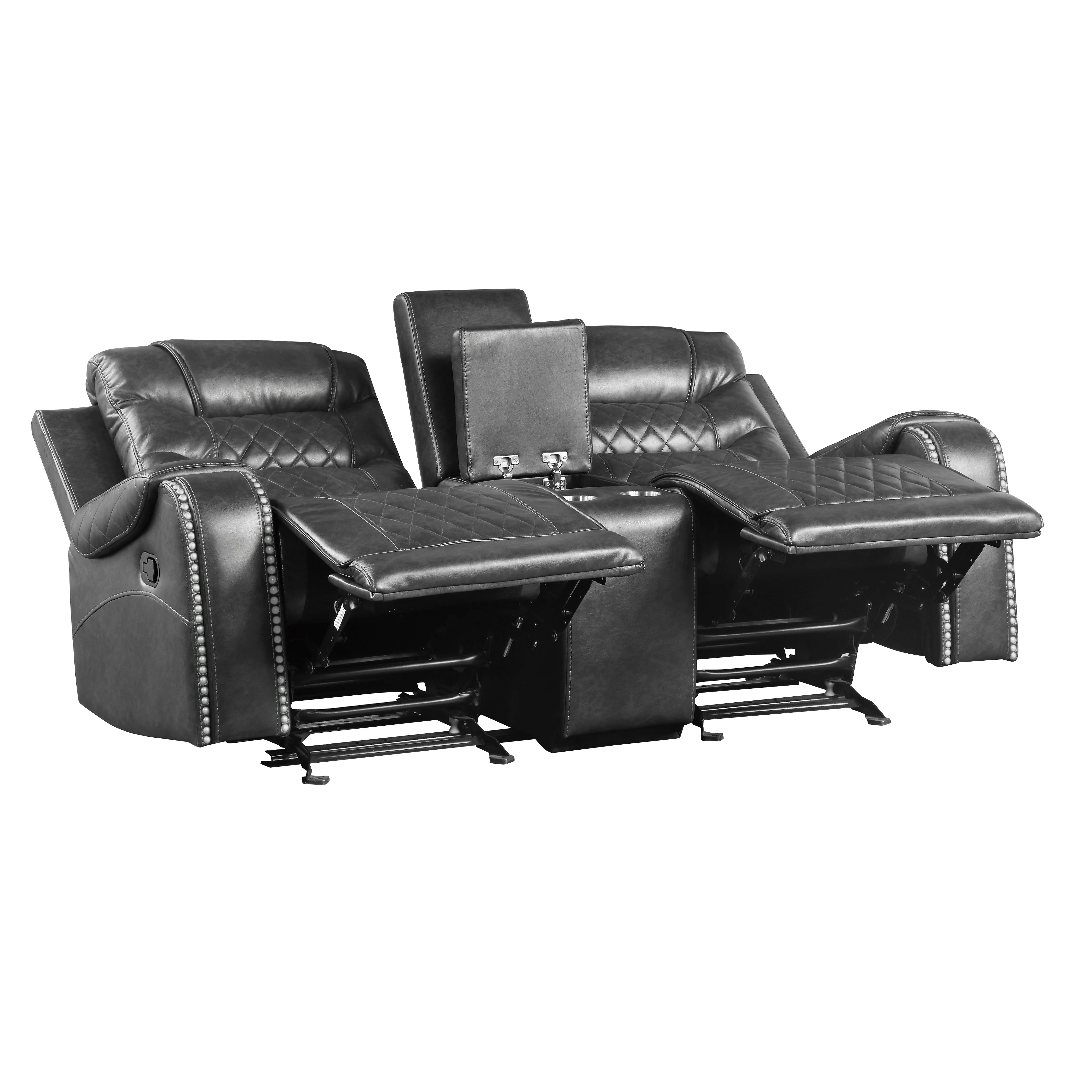 Putnam Double Glider Reclining Loveseat in Gray 9405GY-2 - Image 6