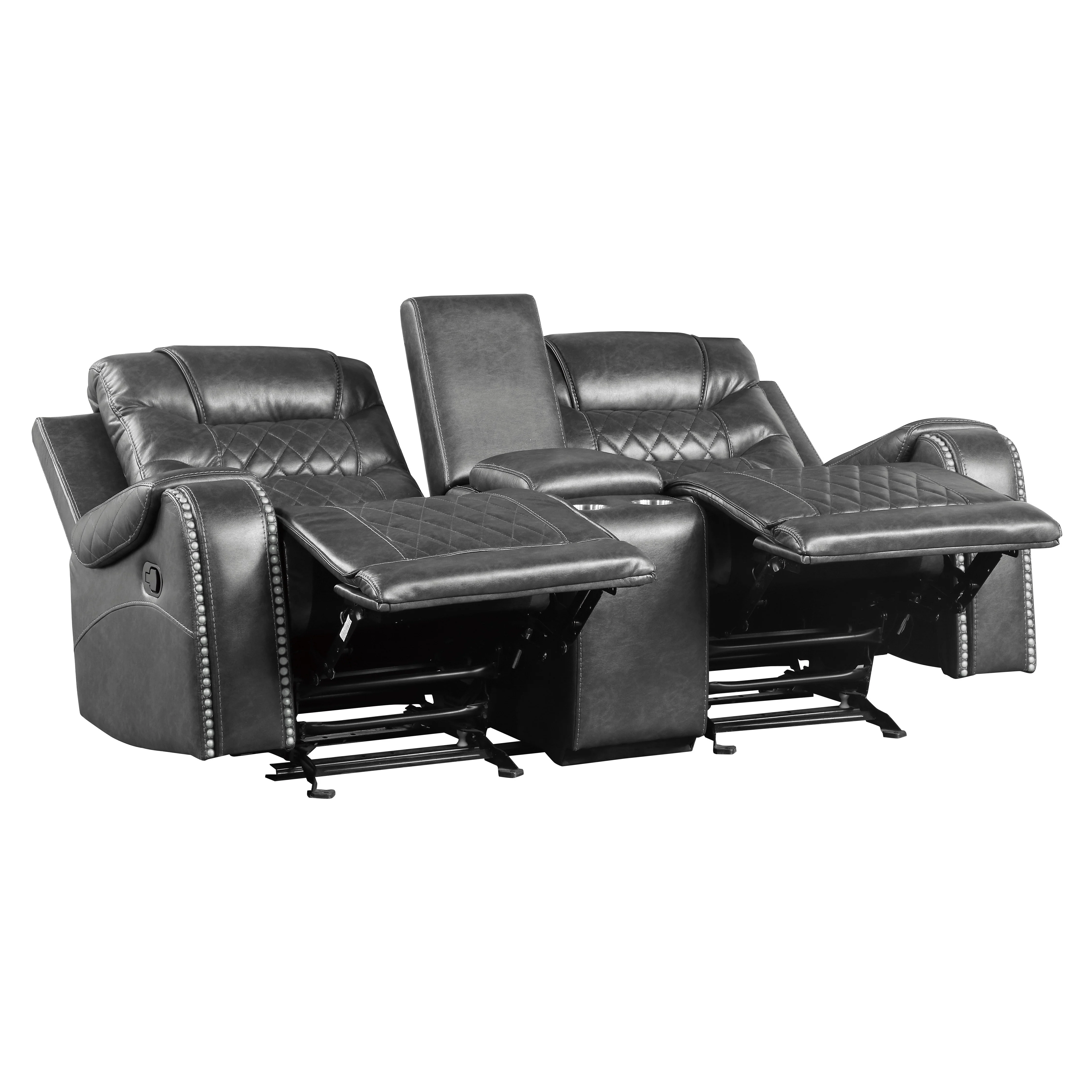 Putnam Double Glider Reclining Loveseat in Gray 9405GY-2 - Image 8