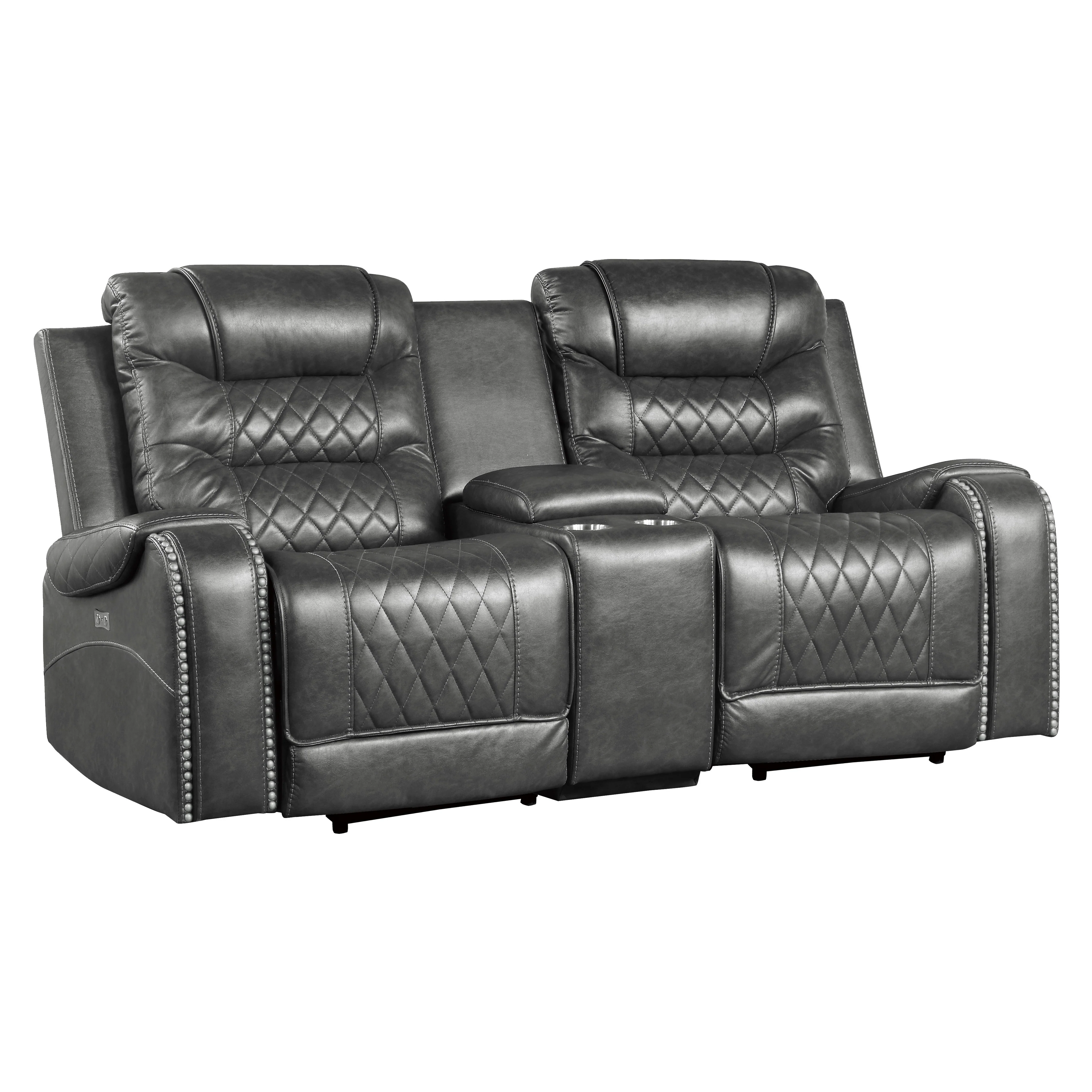 Putnam Power Double Reclining Loveseat in Gray 9405GY-2PW - Image 6