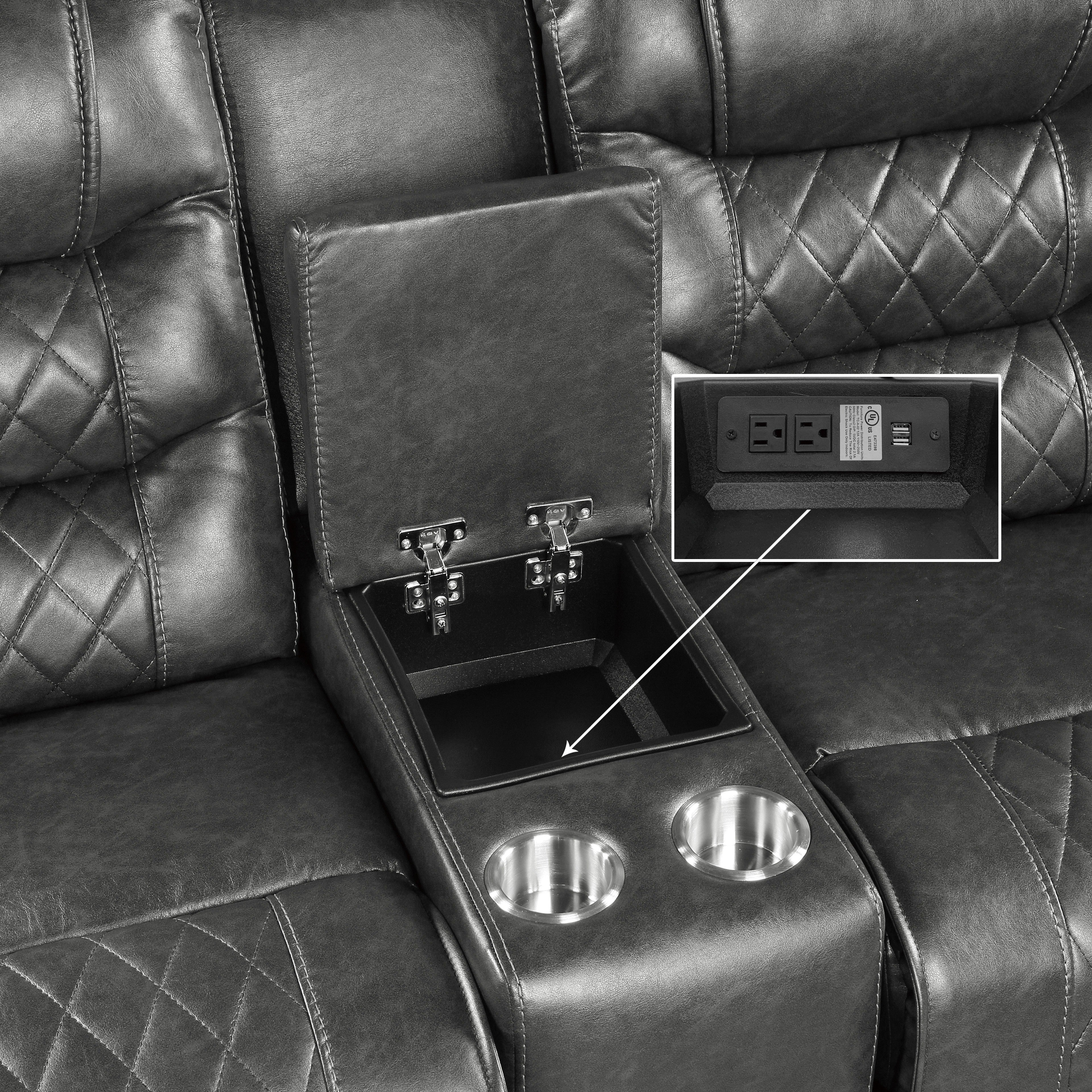 Putnam Power Double Reclining Loveseat in Gray 9405GY-2PW - Image 7