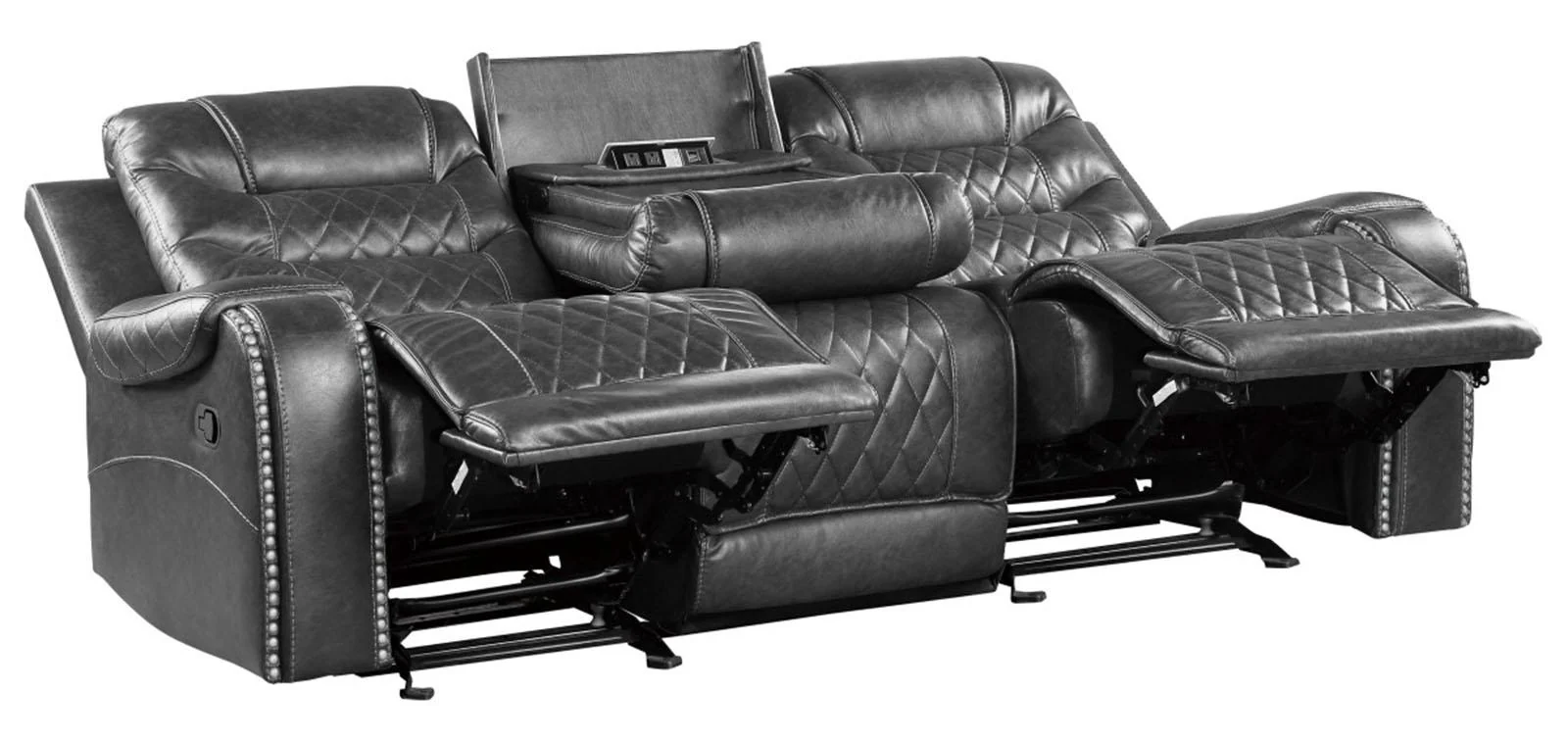 Putnam Power Double Reclining Sofa with Drop-Down in Gray 9405GY-3PW - Image 3