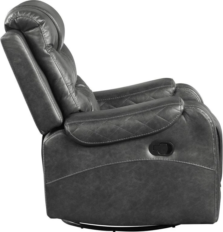 Putnam Swivel Glider Reclining Chair in Gray 9405GY-1 - Image 4
