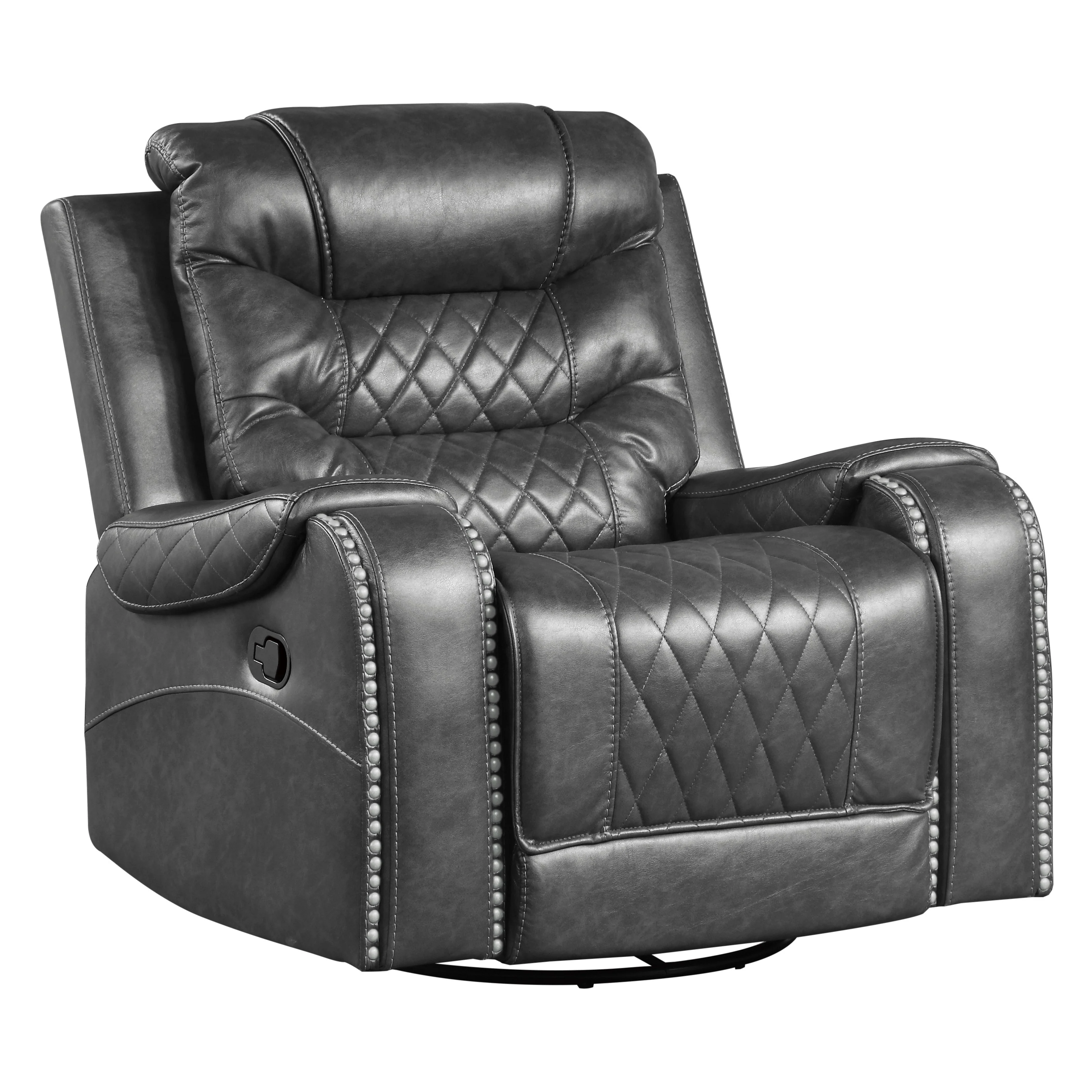 Putnam Swivel Glider Reclining Chair in Gray 9405GY-1 - Image 6