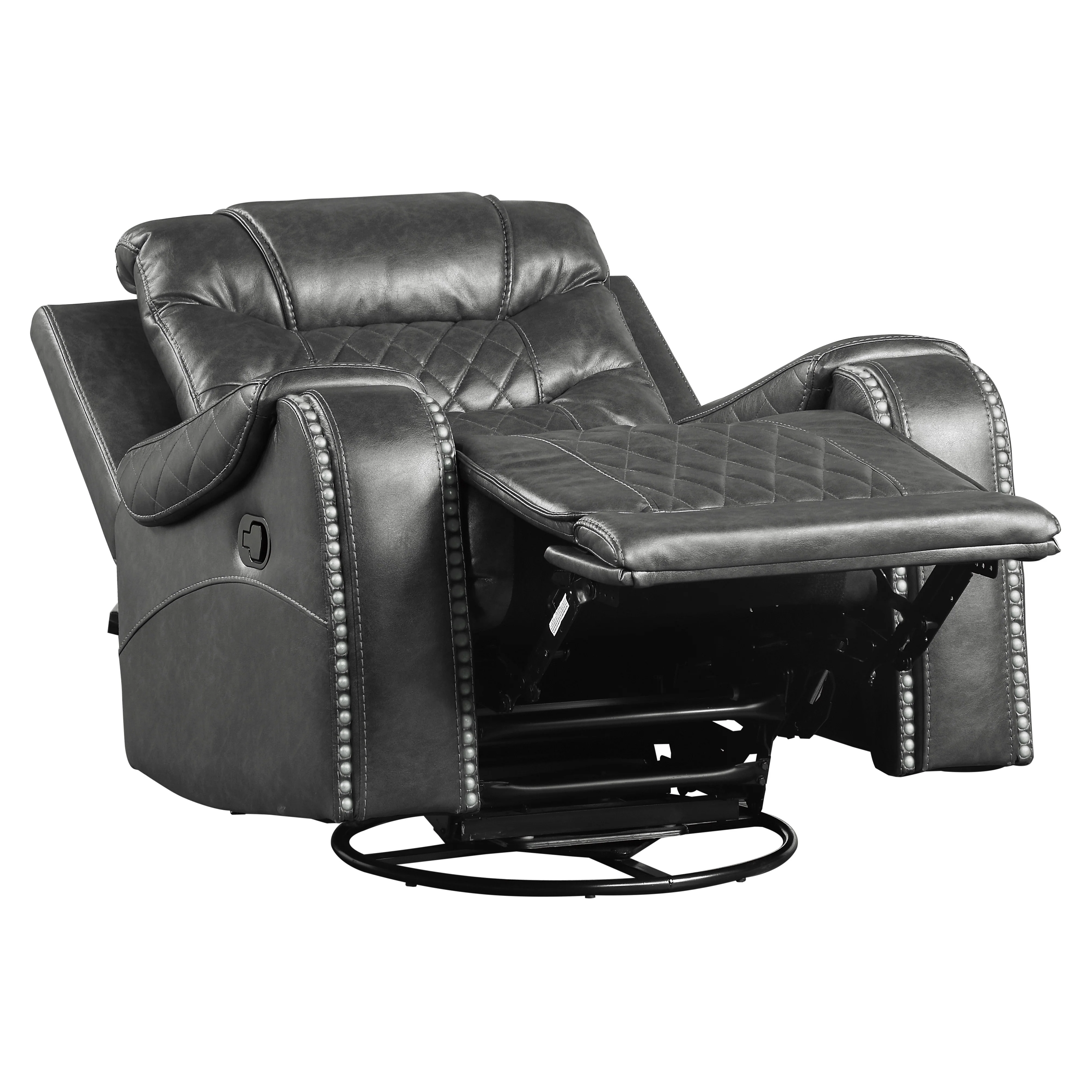 Putnam Swivel Glider Reclining Chair in Gray 9405GY-1 - Image 8