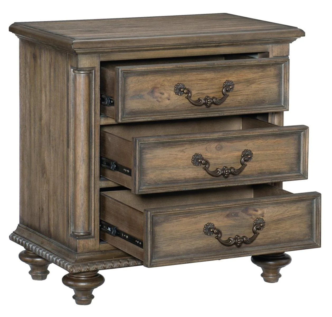 Rachelle 3 Drawer Nightstand in Weathered Pecan 1693-4 - Image 2