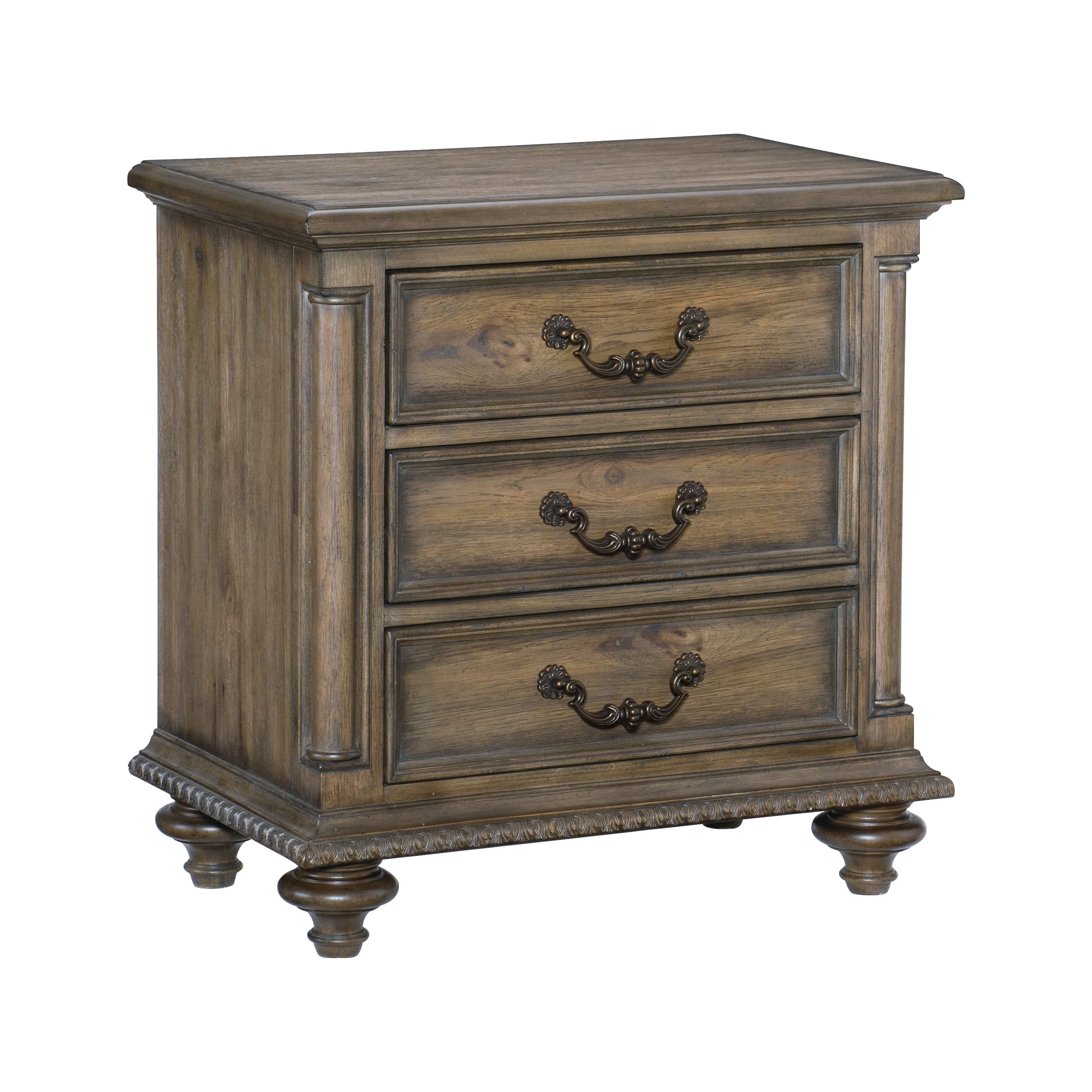 Rachelle 3 Drawer Nightstand in Weathered Pecan 1693-4 - Image 6