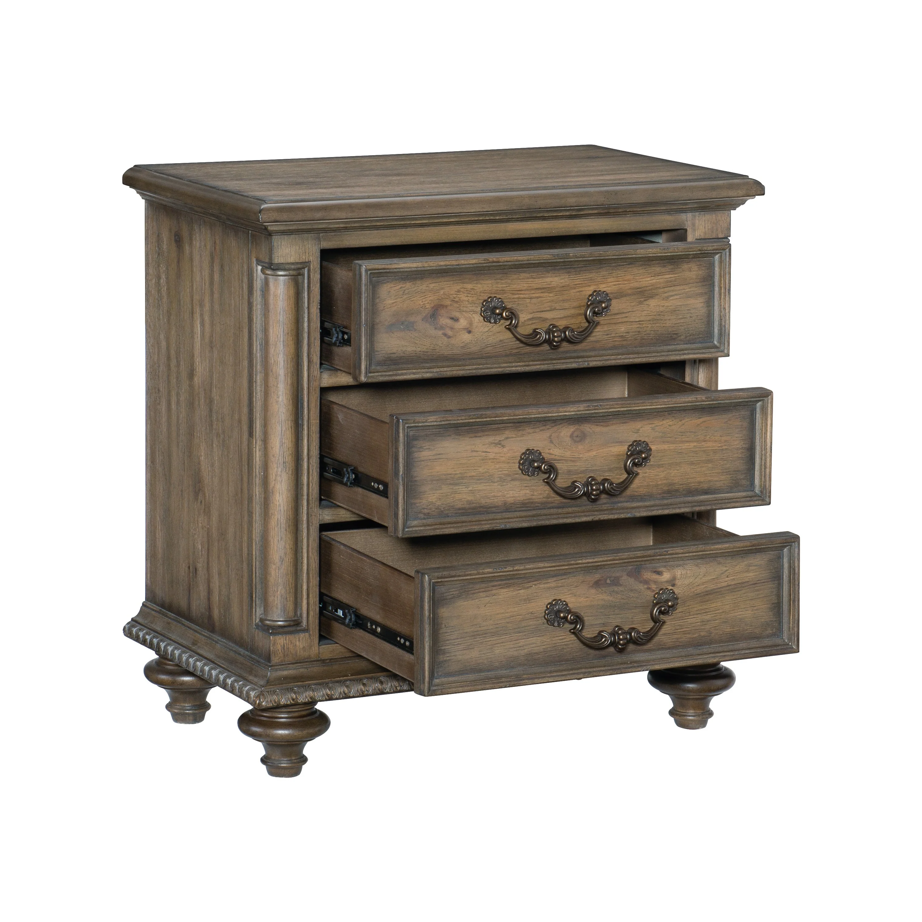 Rachelle 3 Drawer Nightstand in Weathered Pecan 1693-4 - Image 7
