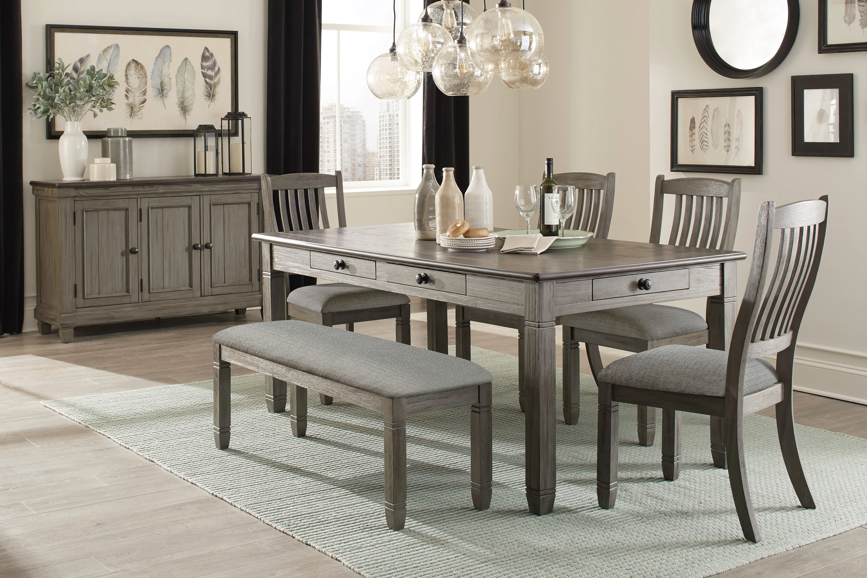 Granby Dining Table in Coffee and Antique Gray 5627GY-72 - Image 8