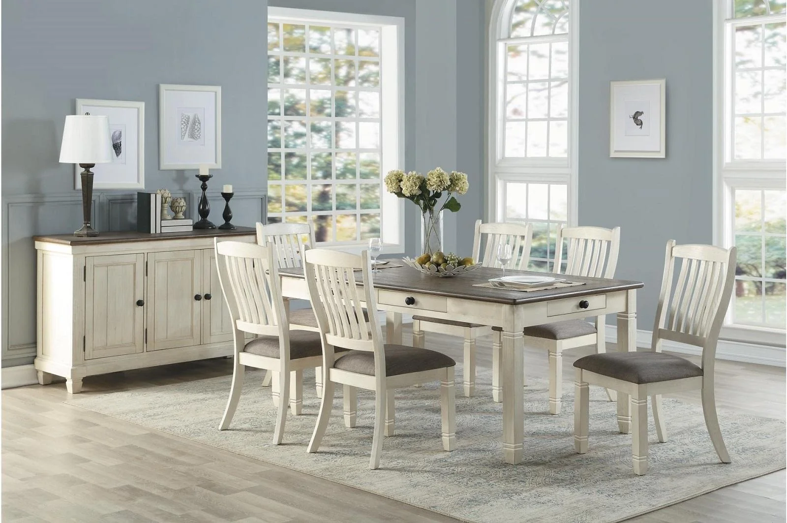 Granby Dining Table in White & Brown 5627NW-72 - Image 3