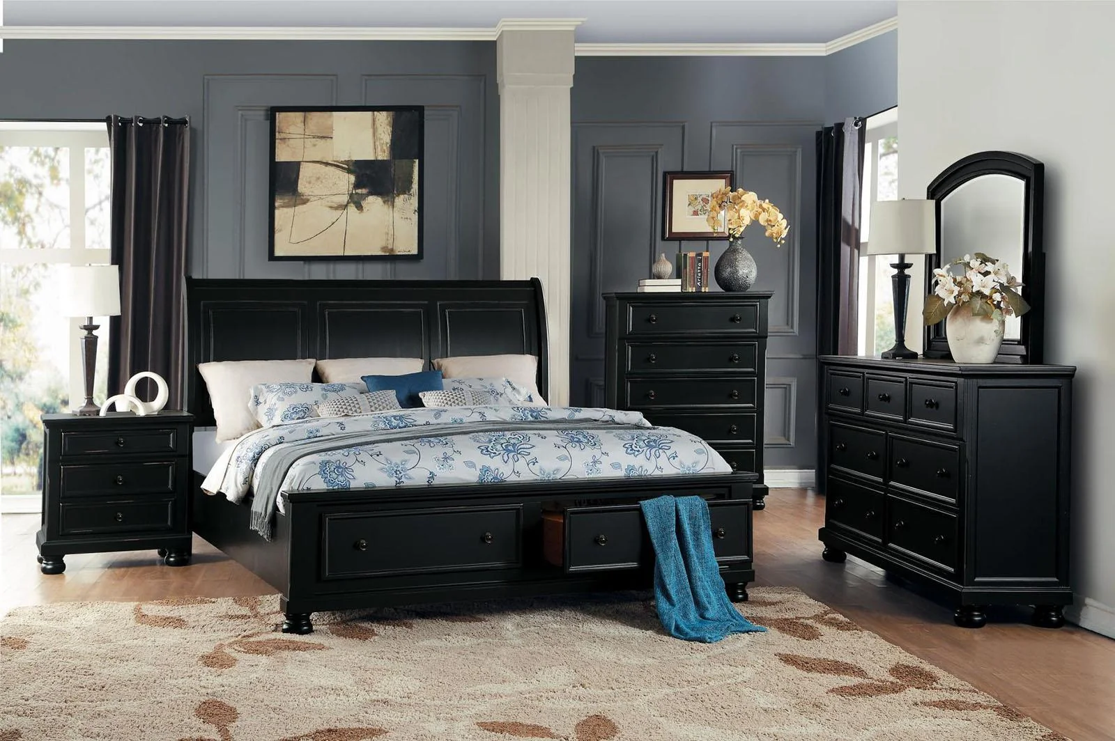 Laurelin 3 Drawer Nightstand in Black 1714BK-4 - Image 4