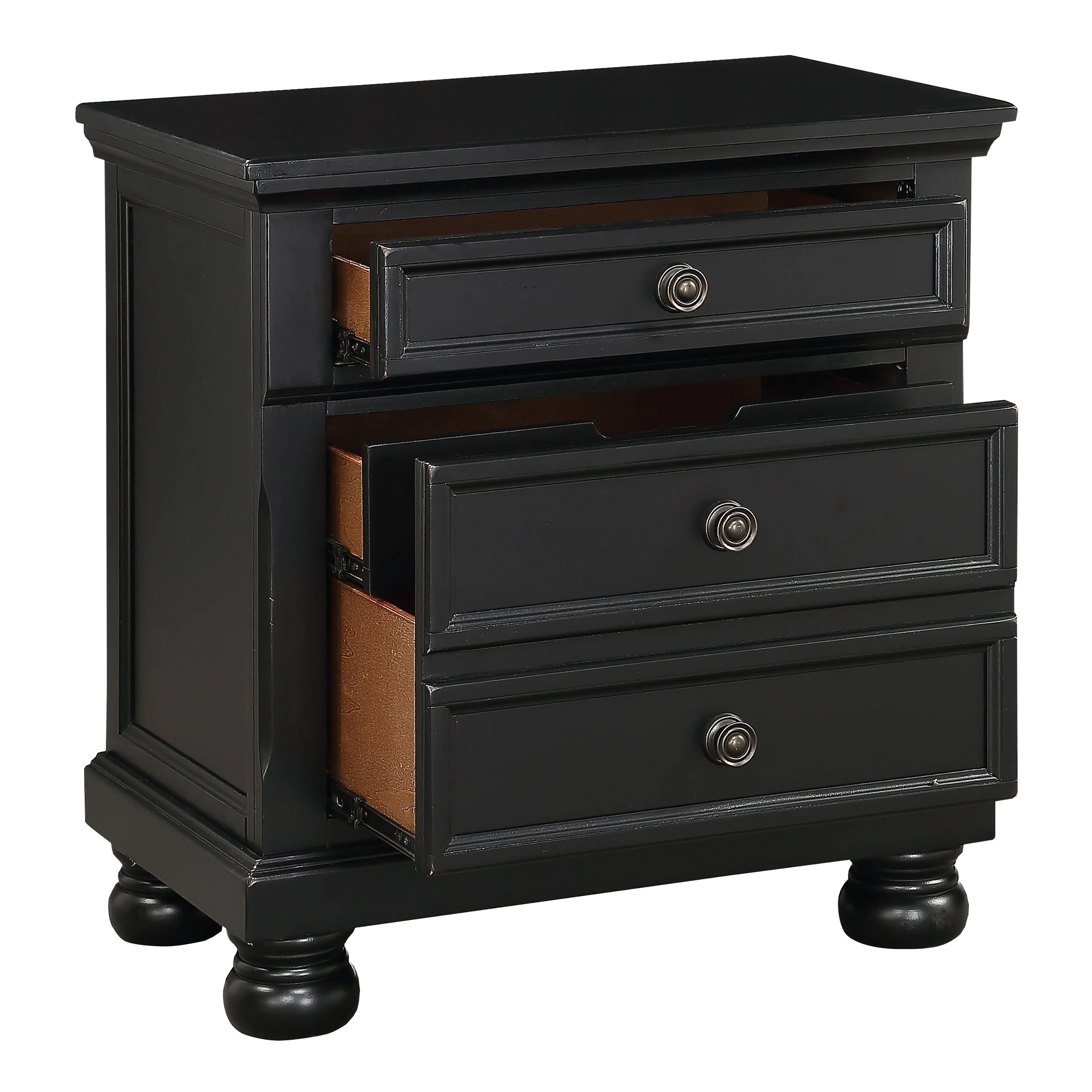 Laurelin 3 Drawer Nightstand in Black 1714BK-4 - Image 7
