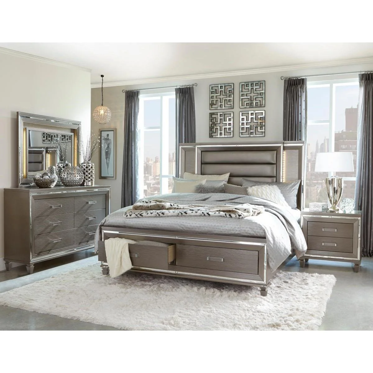 Tamsin Mirror in Silver Grey Metallic 1616-6 - Image 3