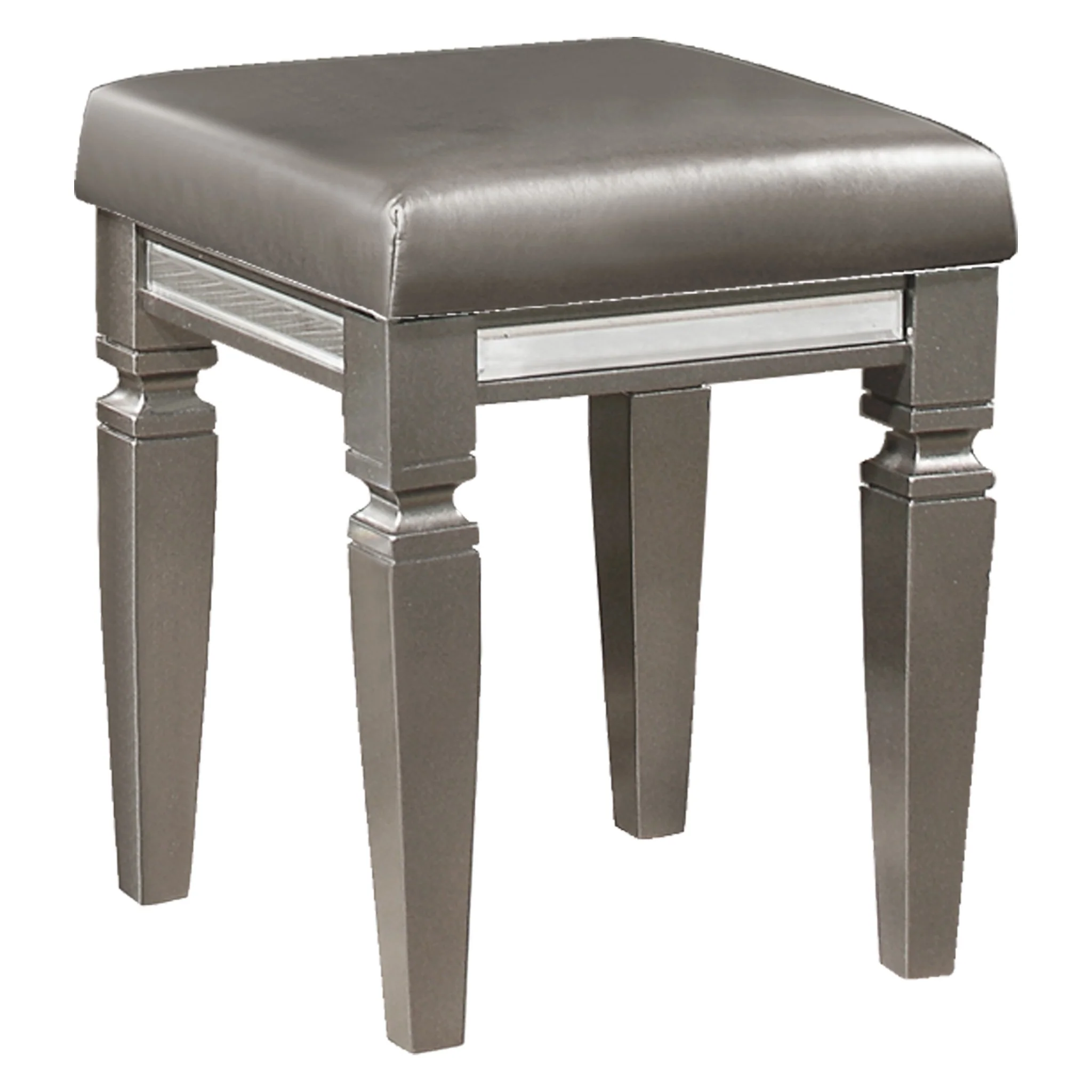 Tamsin Vanity Stool in Silver Grey Metallic 1616-14 - Image 3