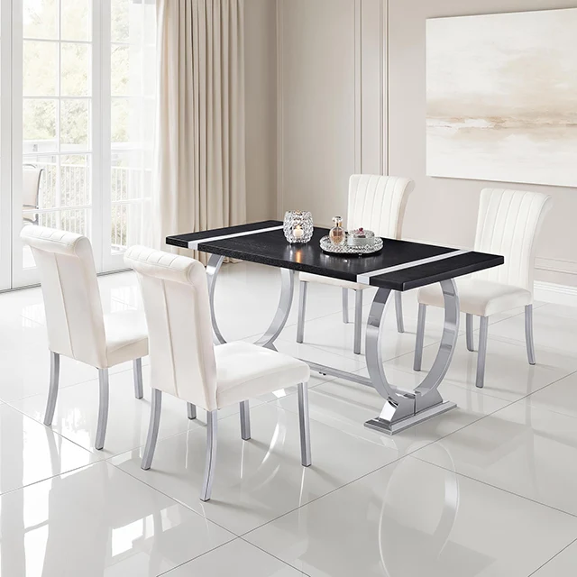 Horley 60" Dining Table, Silver Frame