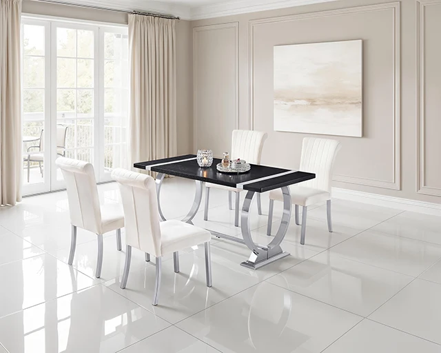 Horley 60" Dining Table, Silver Frame - Image 2