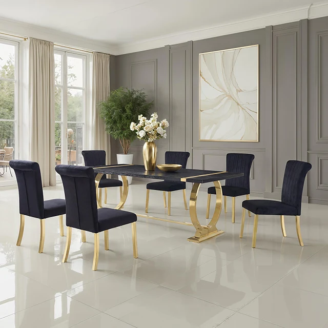 Horley 80" Dining Table, Gold Frame